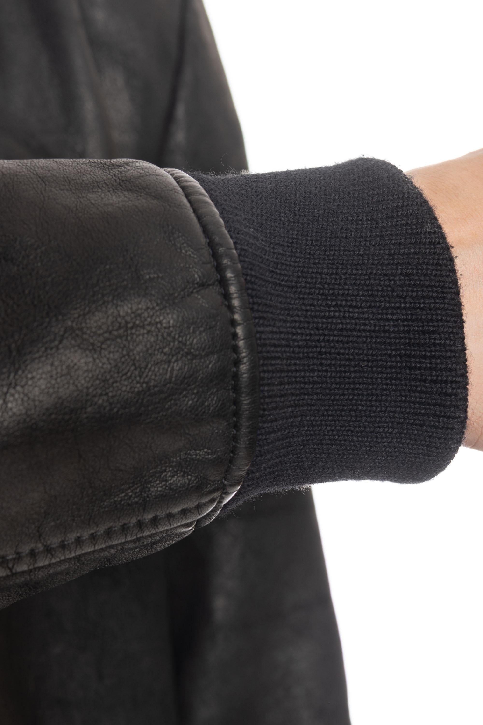 Bomber artigianale in pelle anticata 47571-U BLACK Salvatore Santoro 