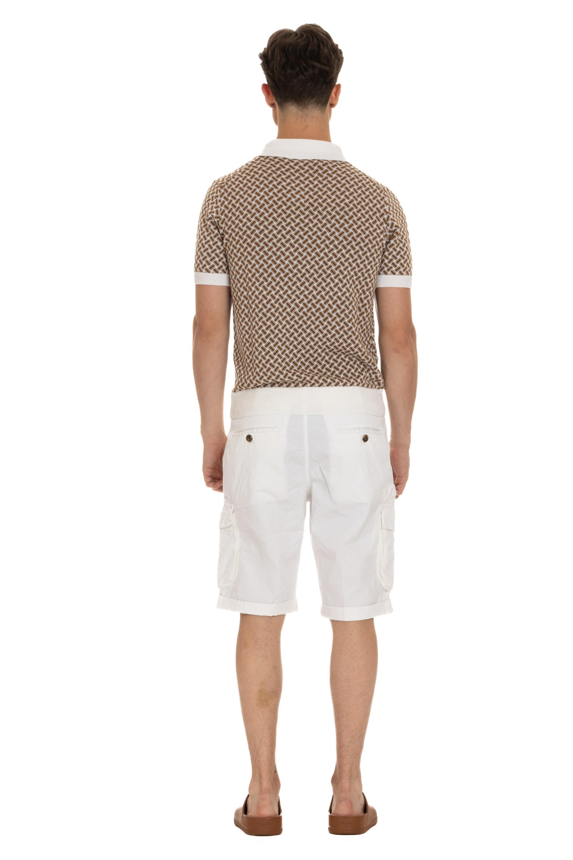 Polo in cotone-lino fantasia biscottino D9LZ146N/4 B05 Drumohr 