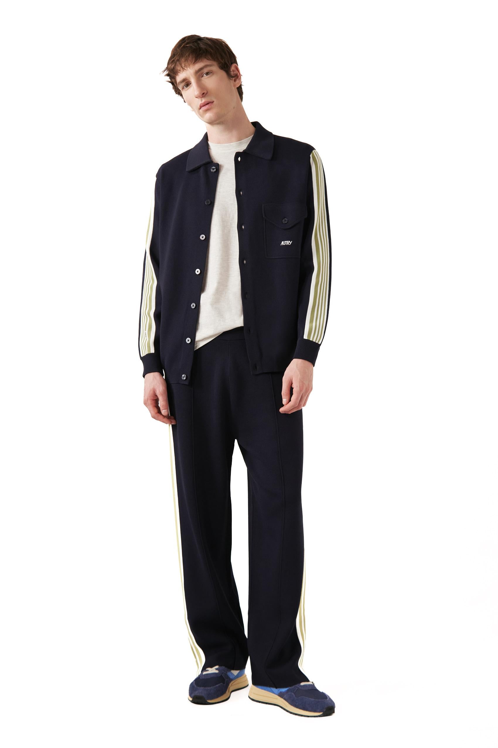 Autry Pantaloni in viscosa-nylon con dettagli bande PAPM 027B KNIT BLUE 