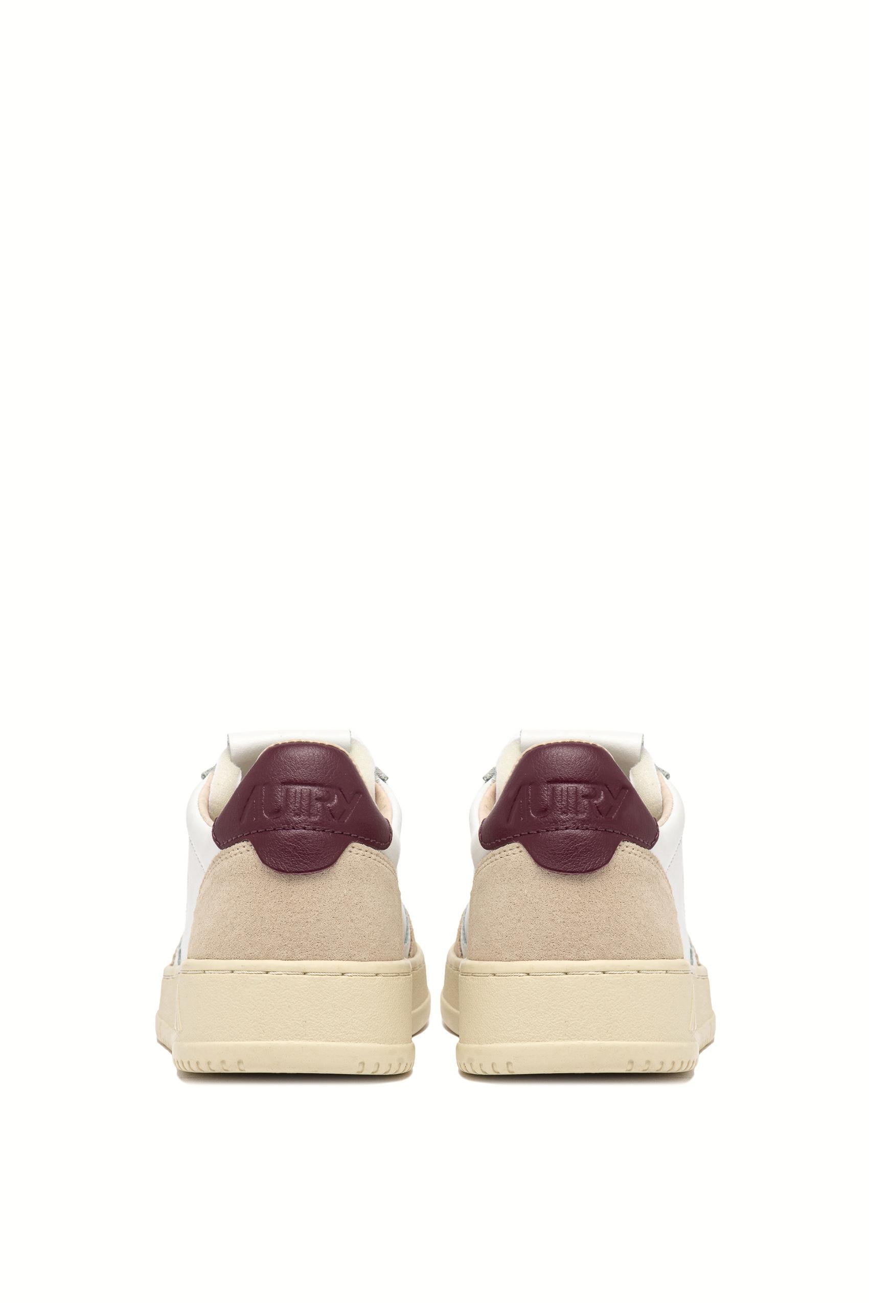 Sneaker donna in pelle e camoscio talloncino bordeaux AULW LS03 WHT/BURGUND Autry 