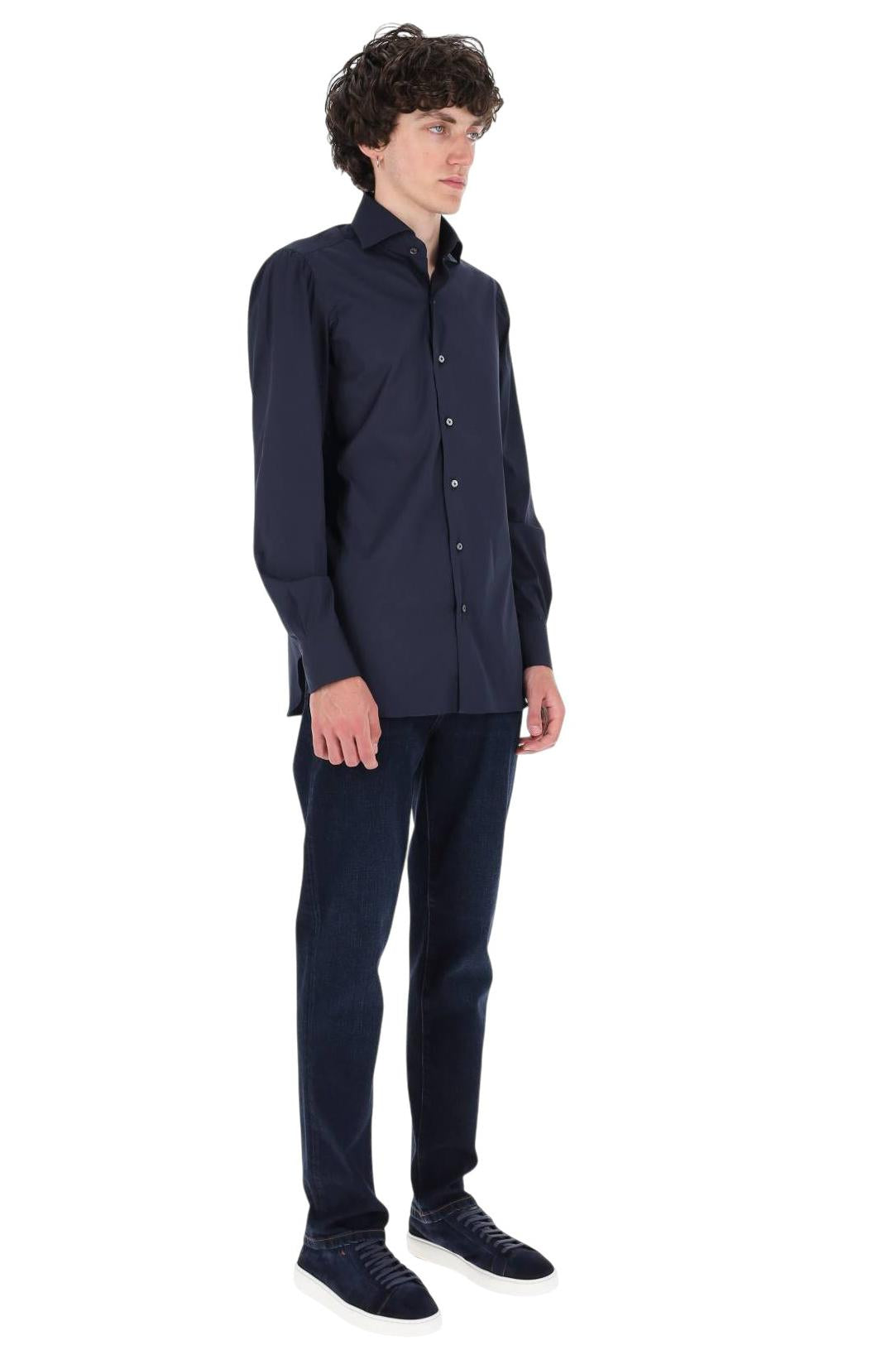 Finamore Camicia in cotone popeline stretch linea Napoli NP 040030 C0643 03 