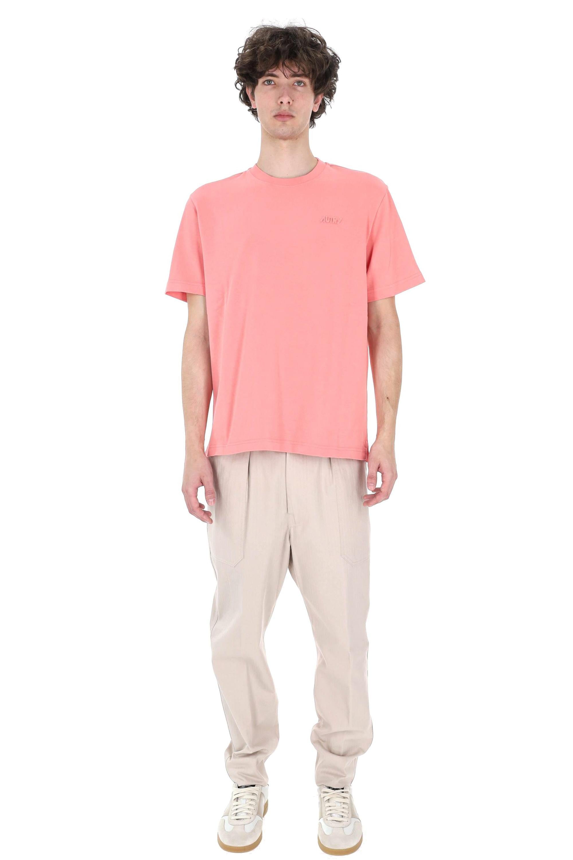 Autry T-shirt unisex in cotone con logo TSPX 053F HEA JER FRANGIPANE 