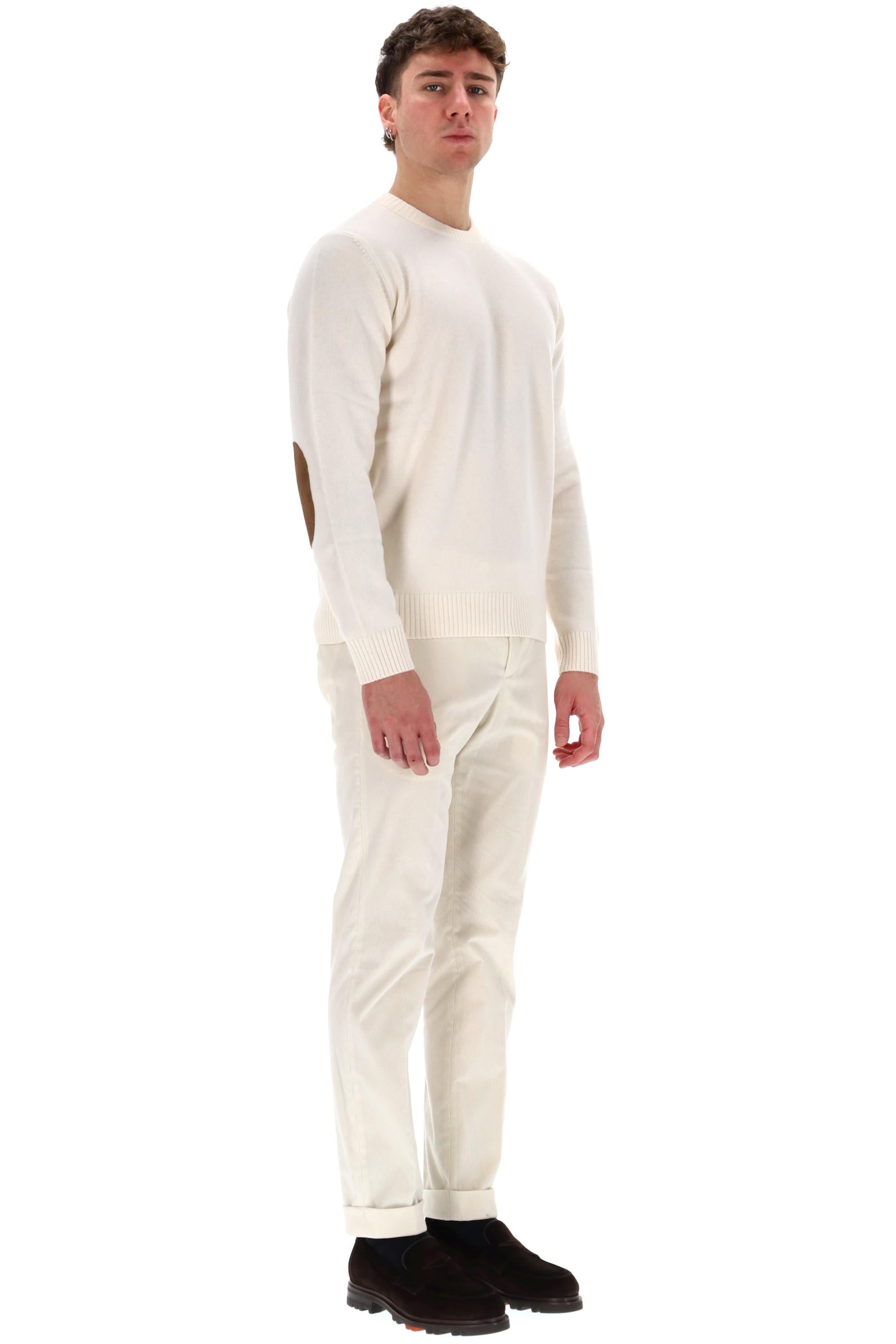 Maglia girocollo in lana-cashmere toppe camoscio MG000145U 1000 Herno 