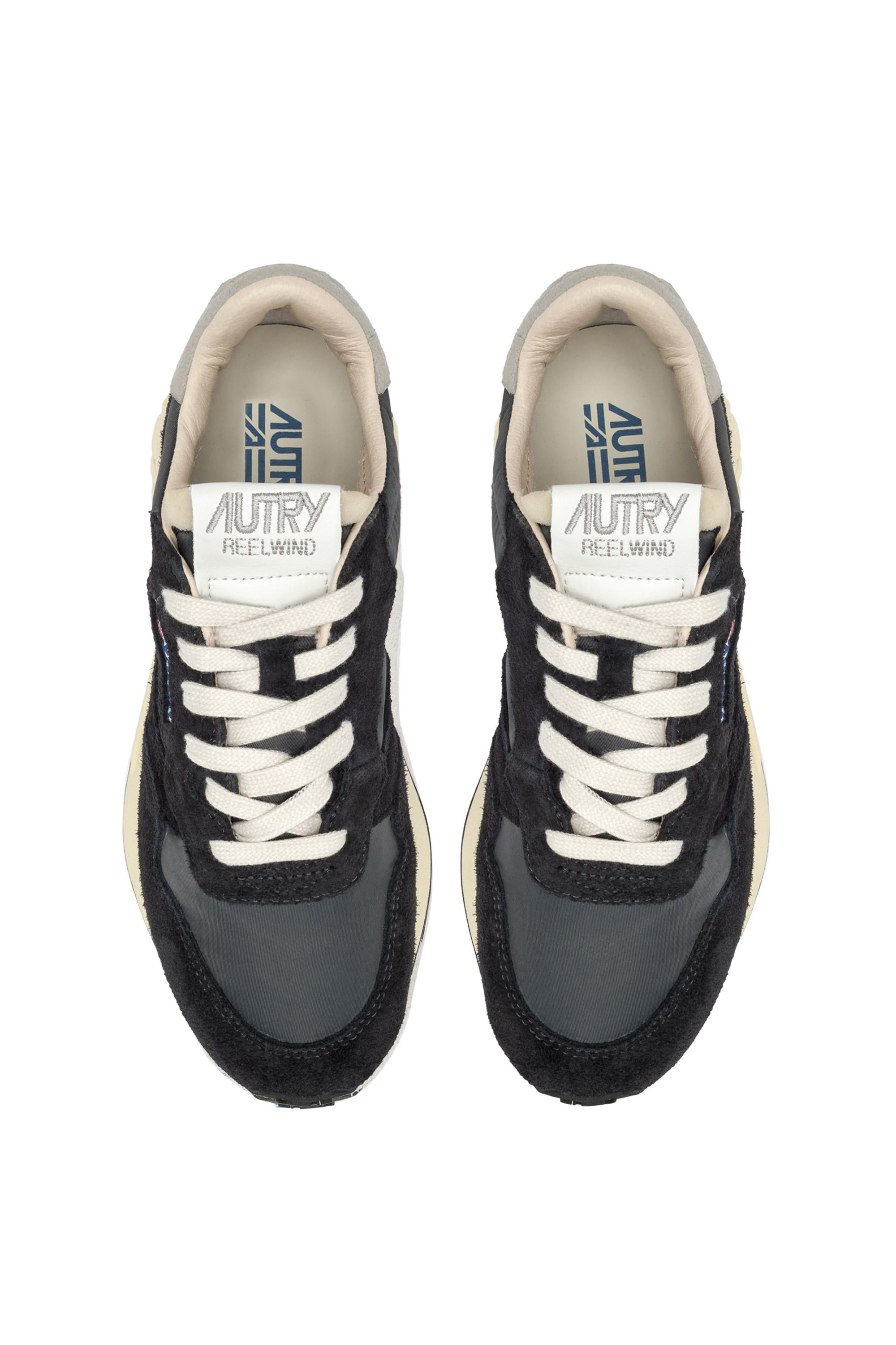 Autry Running donna Reelwind in nylon e camoscio nero WWLW-NC05 WHT/BLACK 