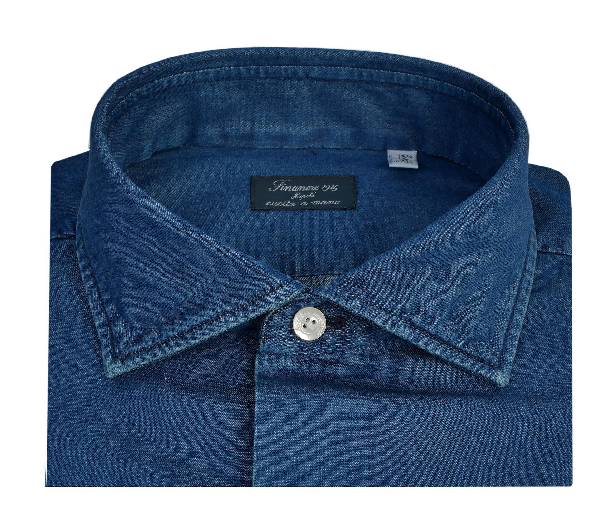 Finamore Camicia sartoriale in denim stone washed linea milano 19542-C0160/2-ZANTE 12 