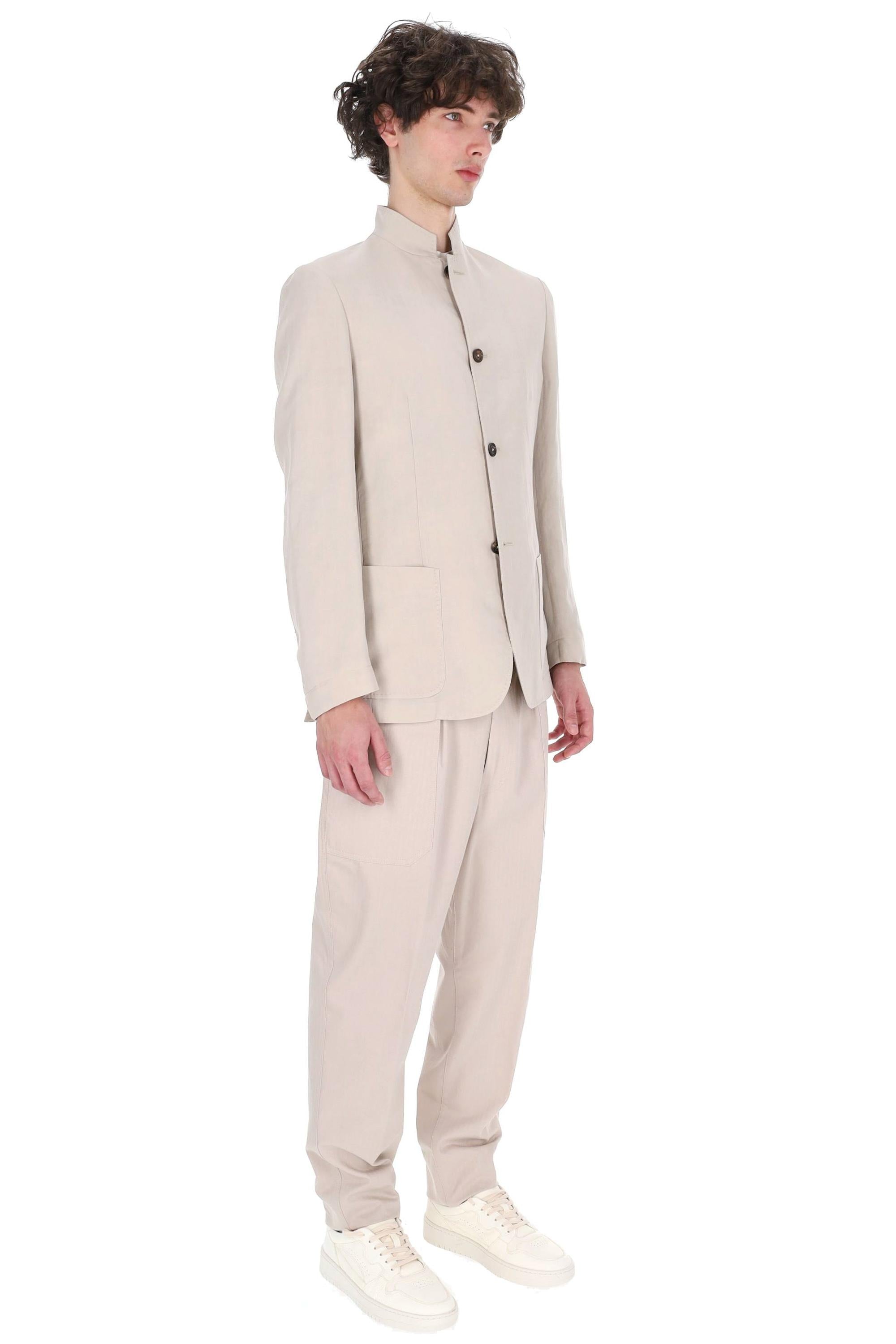 Eleventy Giacca modello Mao collo coreano in lyocell-lino M75GIAM05 TES0M116 02 