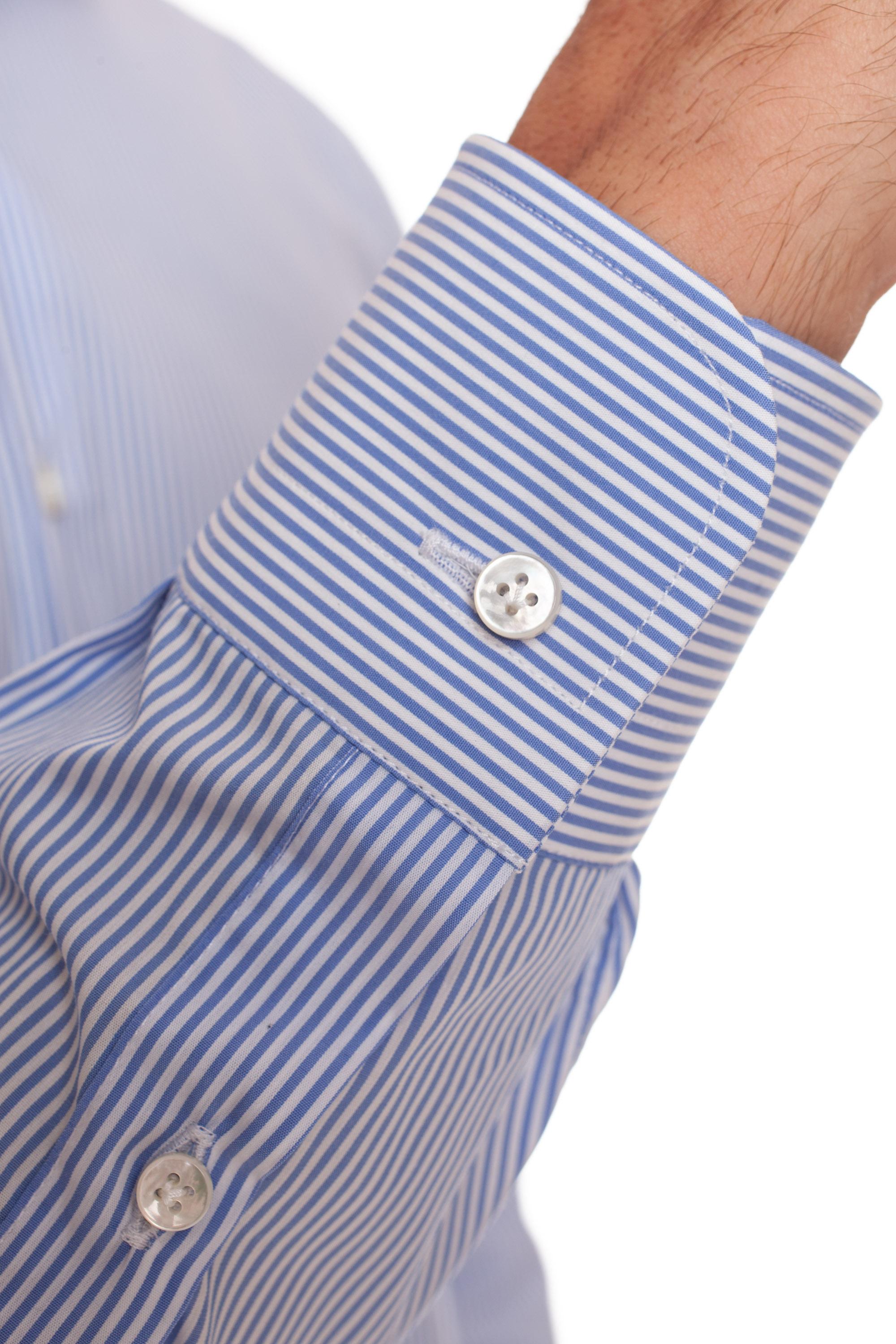 Camicia bacchettata in popeline stretch etichetta Nera I1U13P0136072.U BI/BLU Barba 
