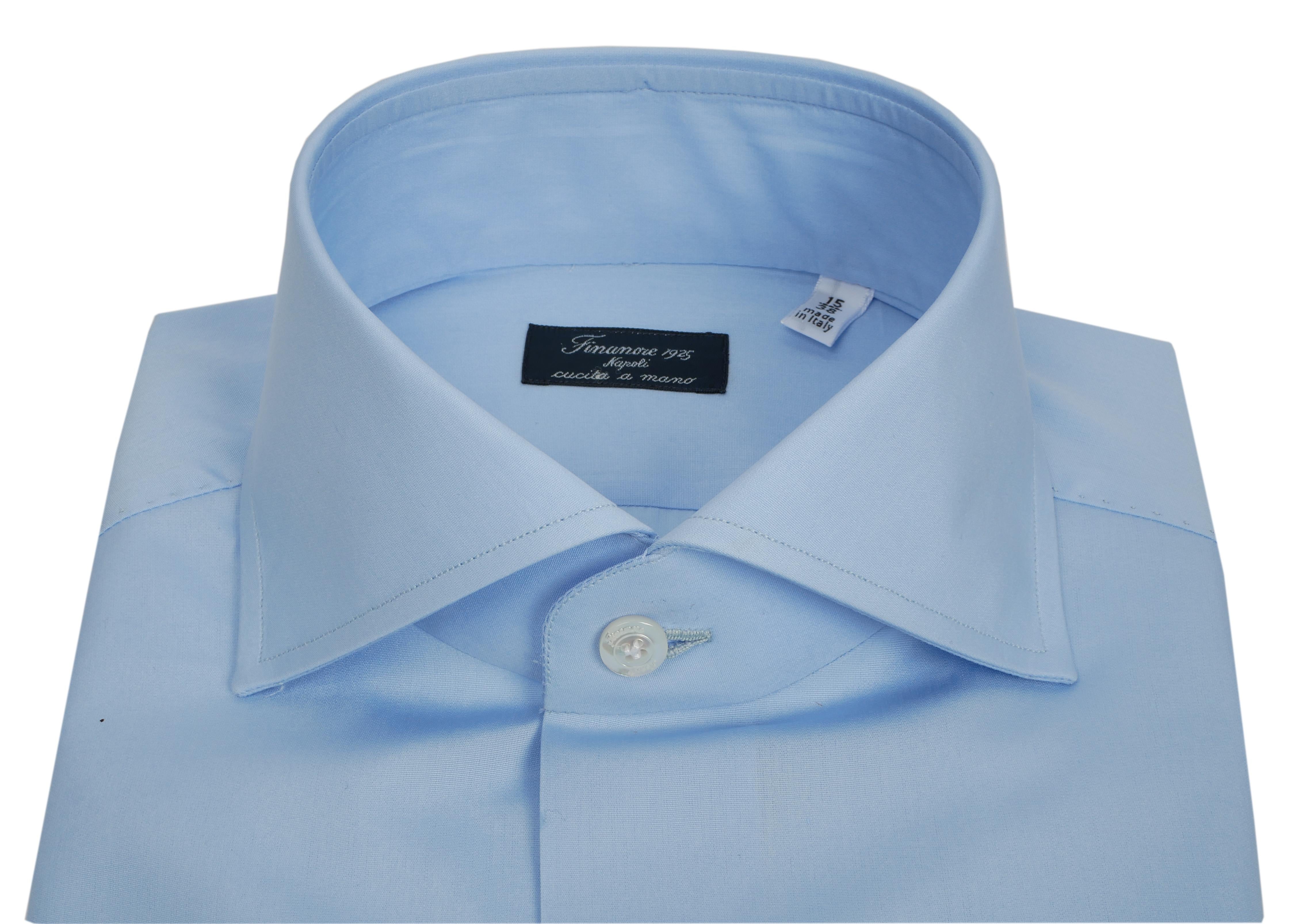Finamore Camicia sartoriale in cotone popeline doppio ritorto linea napoli N-14001-C0147/2-EDUARDO 4 