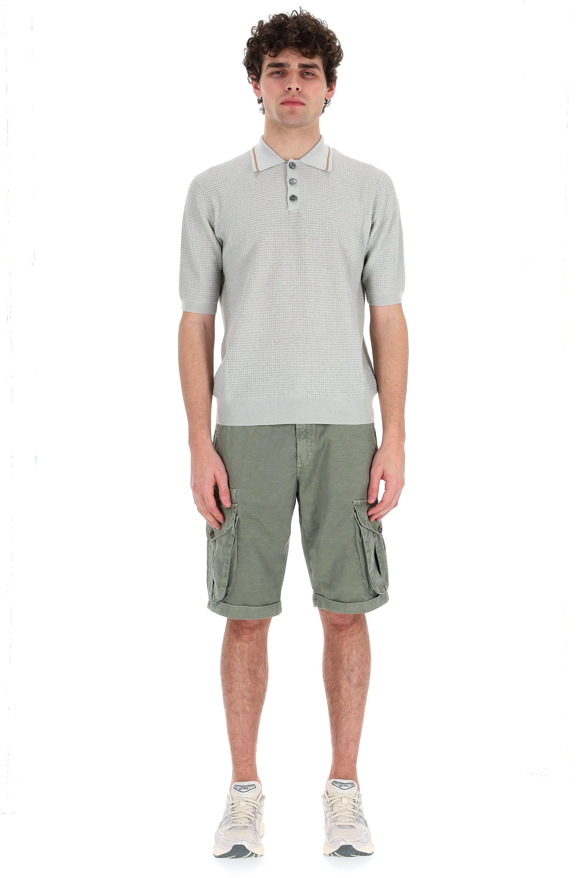 Polo tramata in cotone e lino B2W222 14C09 72500 Ballantyne 