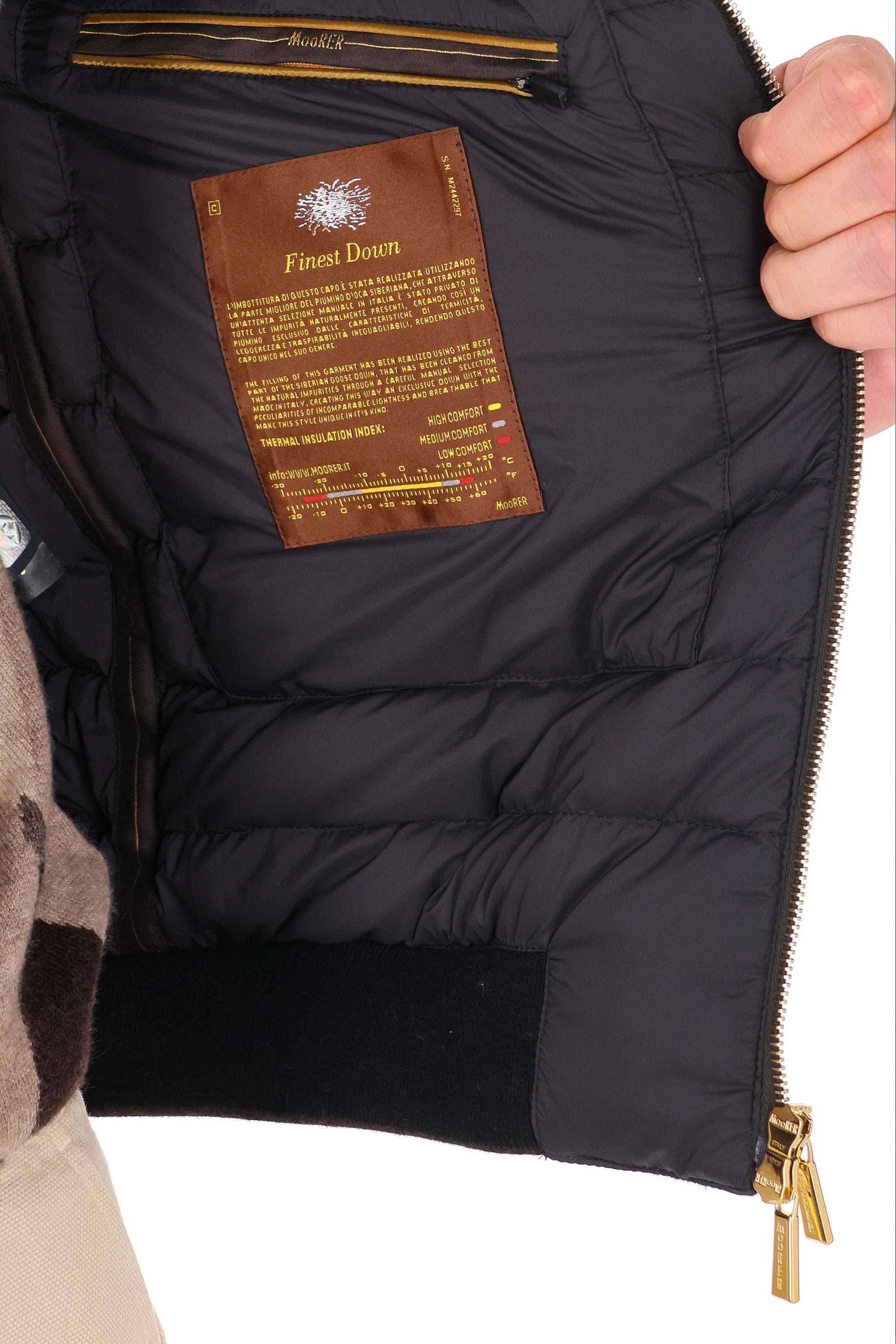Moorer Giubbotto bomber in baby cashmere imbottito in piuma BRIGNO-BAB U0202 