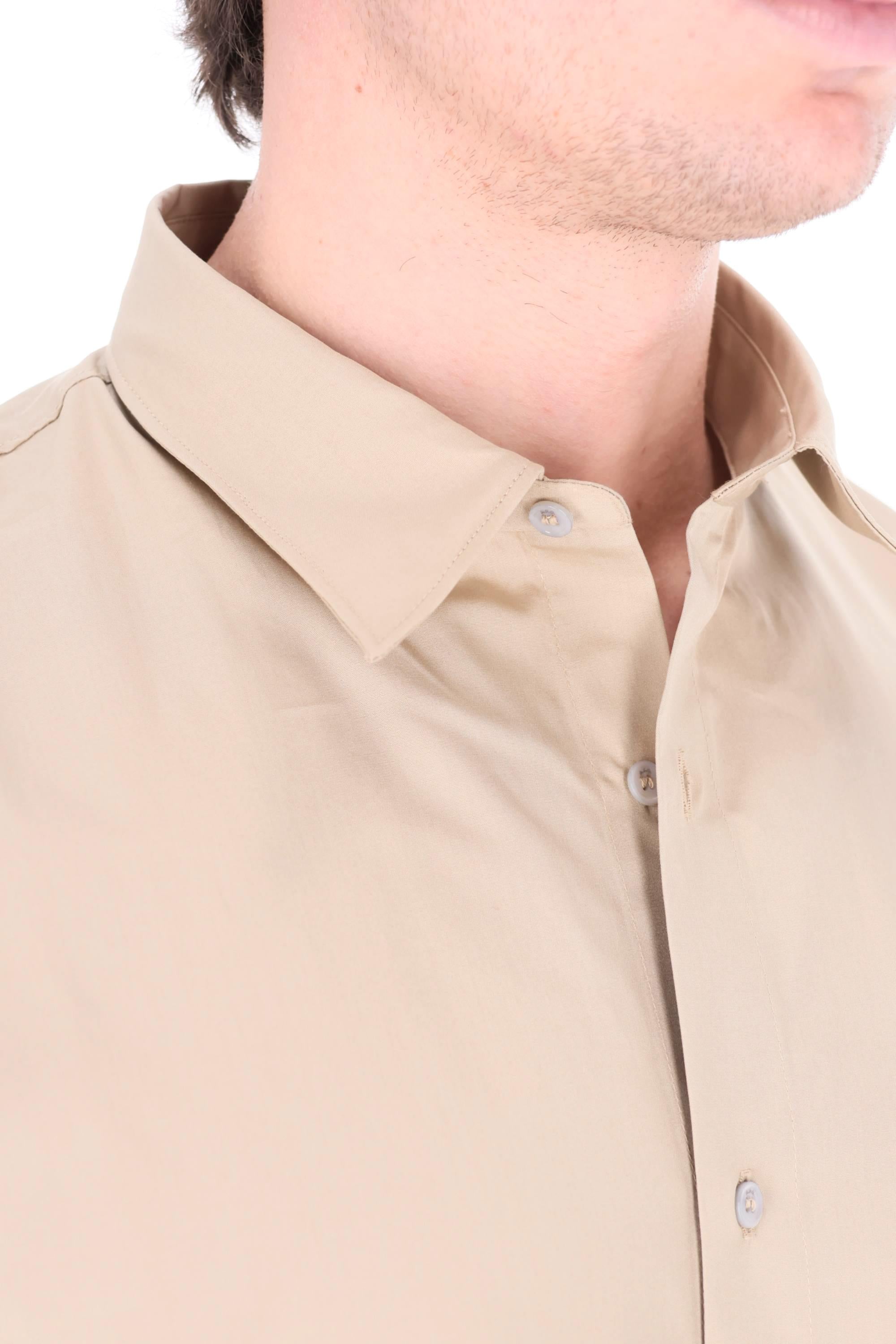 A.P.C. Camicia in popeline di cotone manica corta COHLE-M12005 BAA-BEIGE 