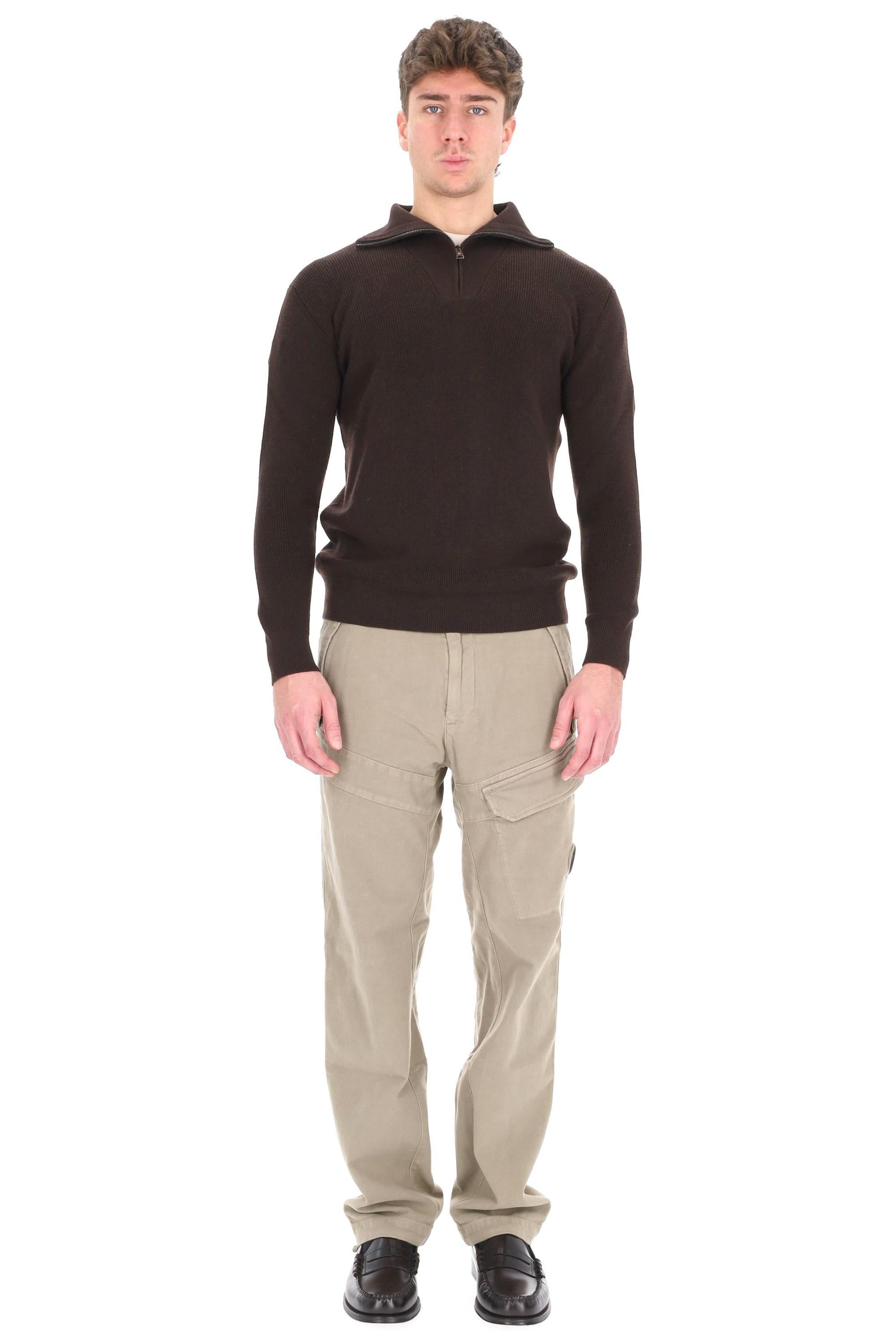 Tagliatore Maglia modello camionnaire Linton in lana vergine PWI25-01 25I226 MORO 