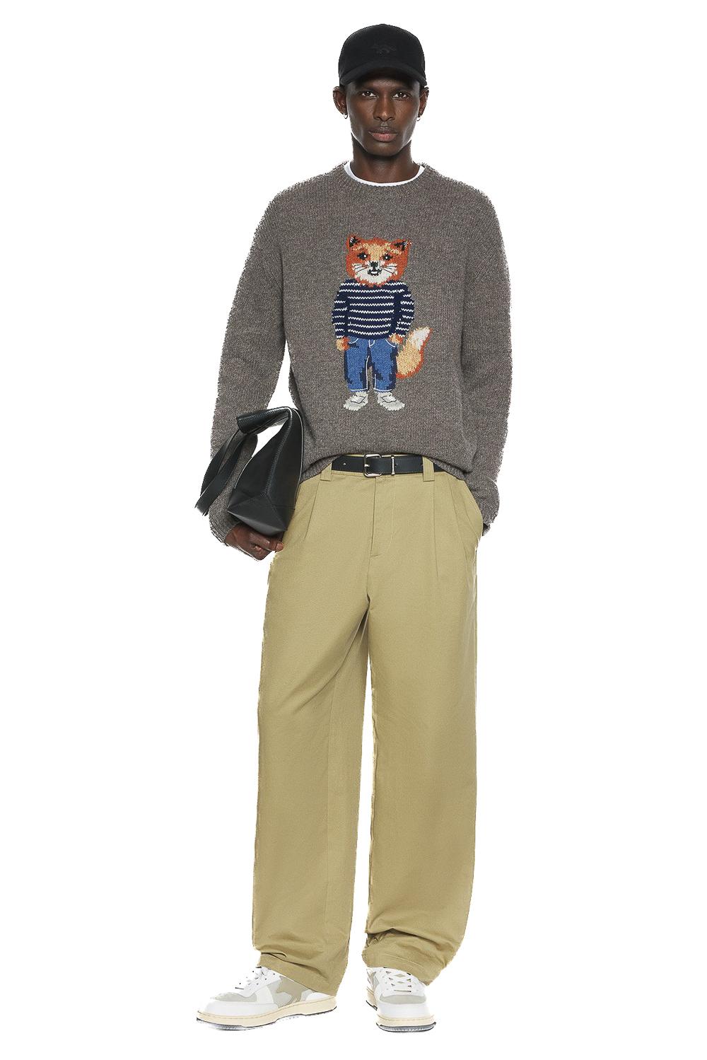 Maison Kitsuné Maglia girocollo in lana-mohair con disegno fox jacquard PM00806KH0002 H170 
