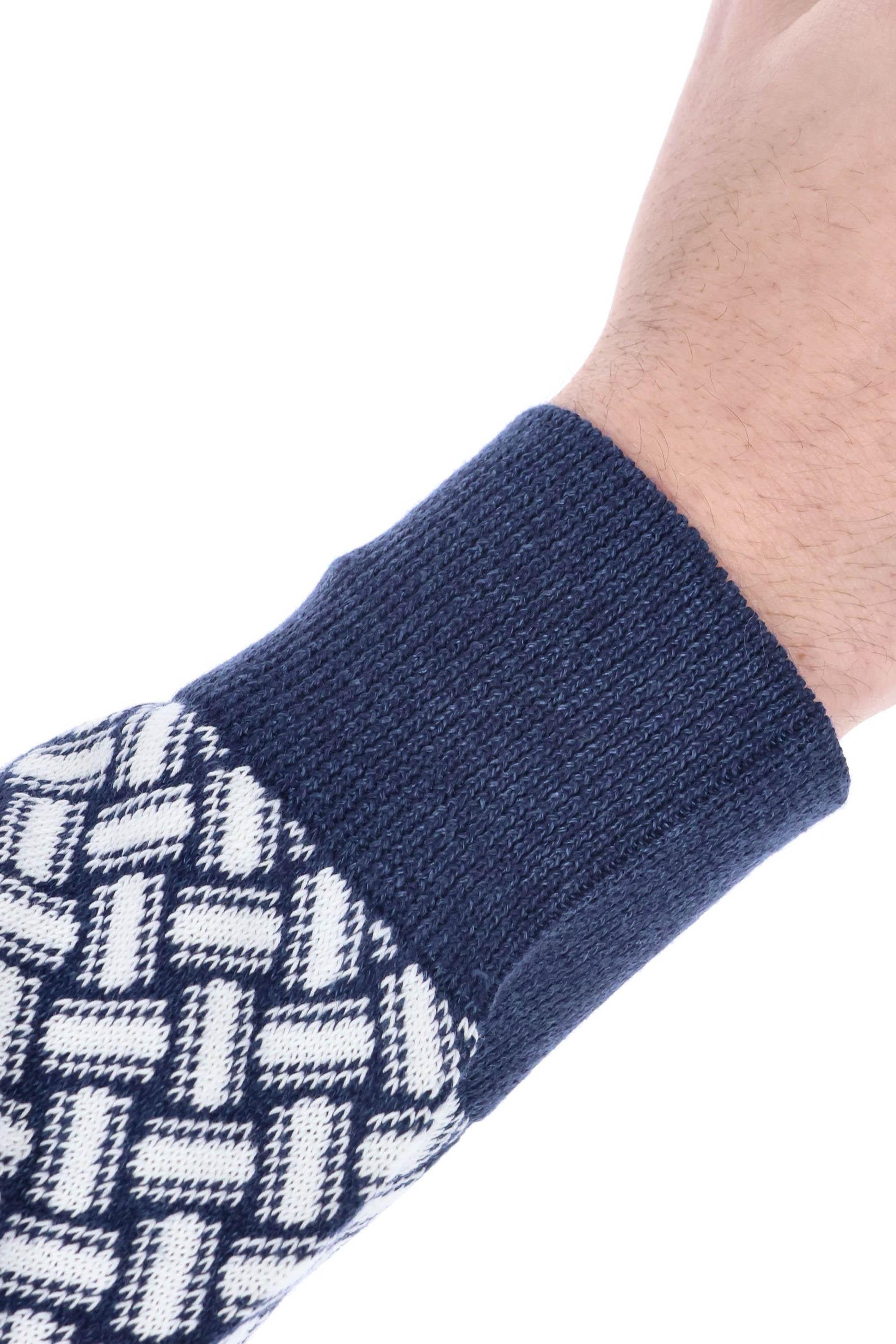 Maglia scollo V fantasia biscottino in cotone-lino D9LZ482N B29 Drumohr 