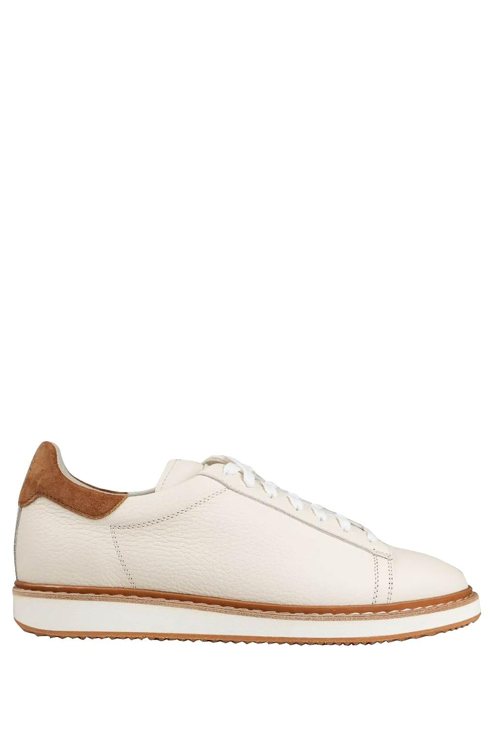Brunello Cucinelli Sneaker in pelle con tag in camoscio 252MZUALVL229 CLT57 