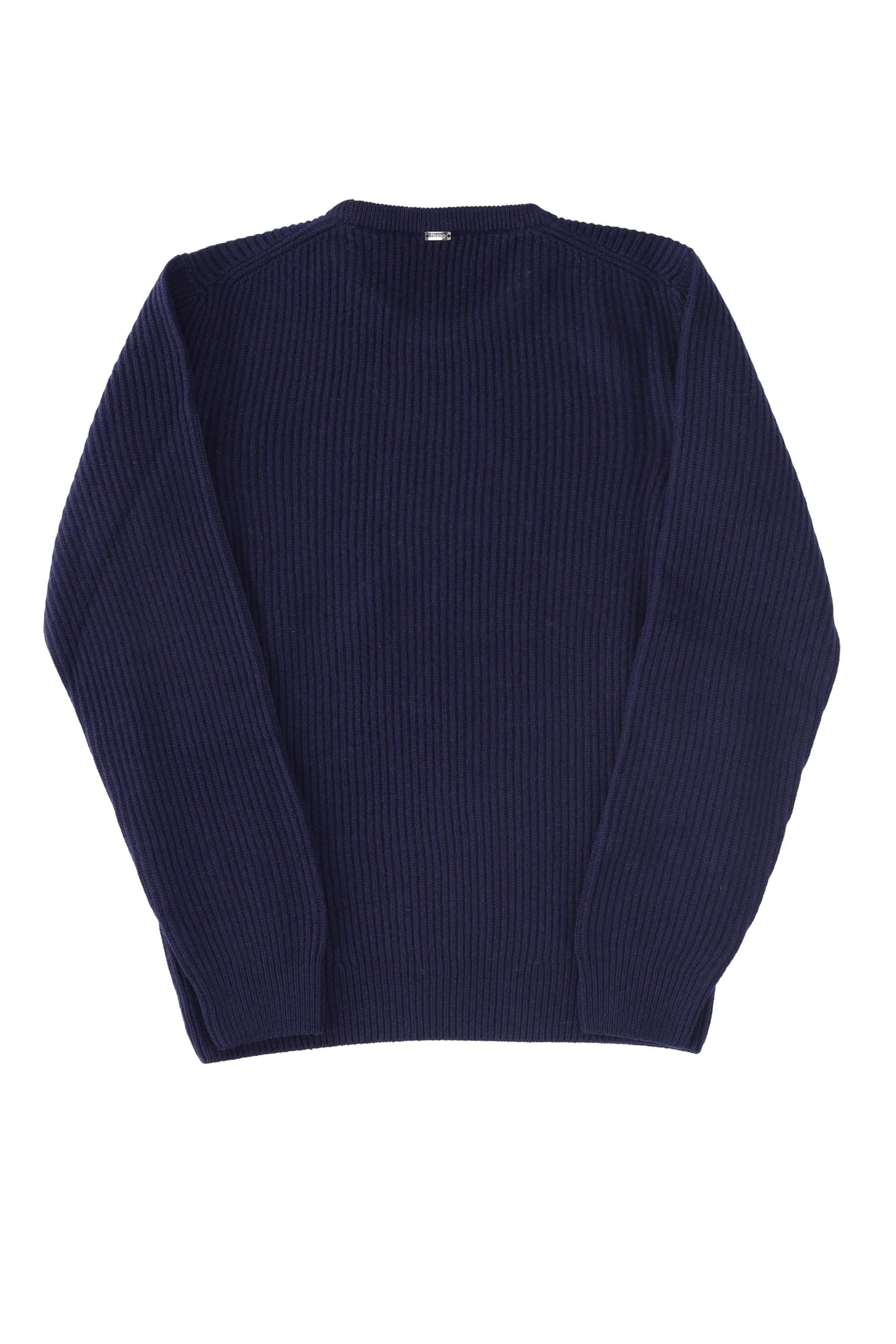Maglia girocollo in lana-cashmere a coste MG000146U 9200 Herno 