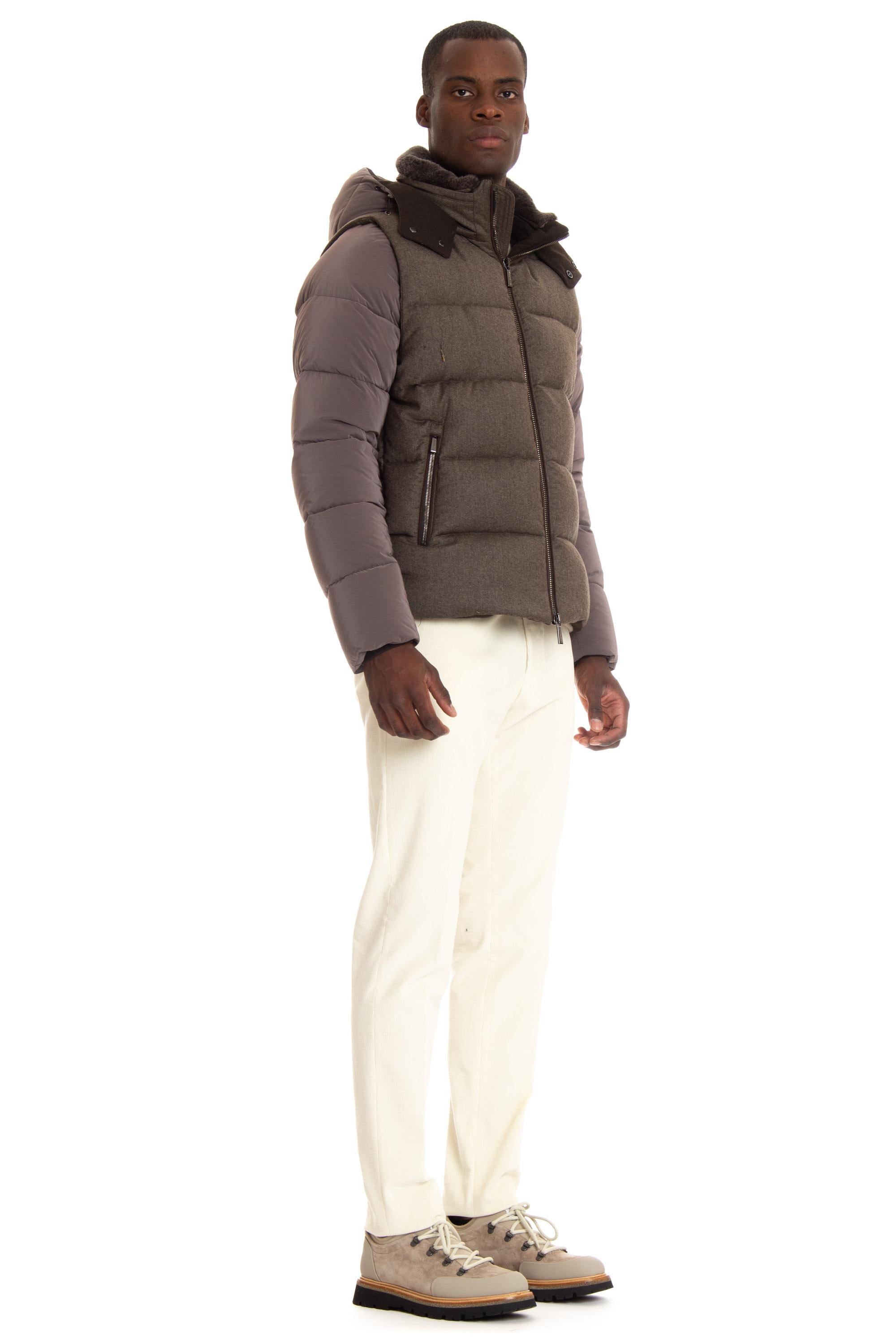 Piumino bimateriale con maniche staccabili mod. casciano-fur CASCIANO-FUR-OSL V1141 Moorer 