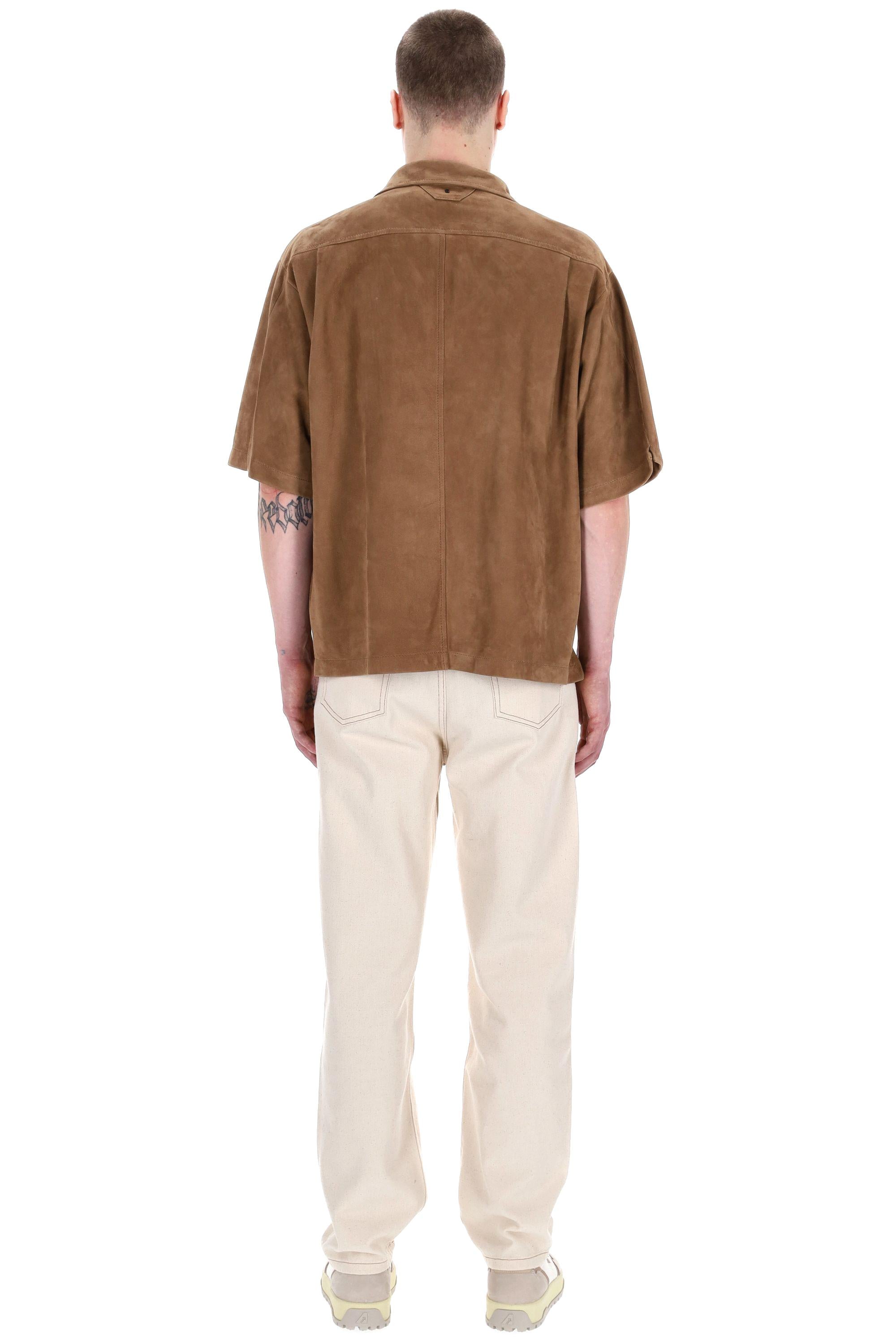 Salvatore Santoro Overshirt mezza manica in camoscio over fit 42547-U BEIGE 