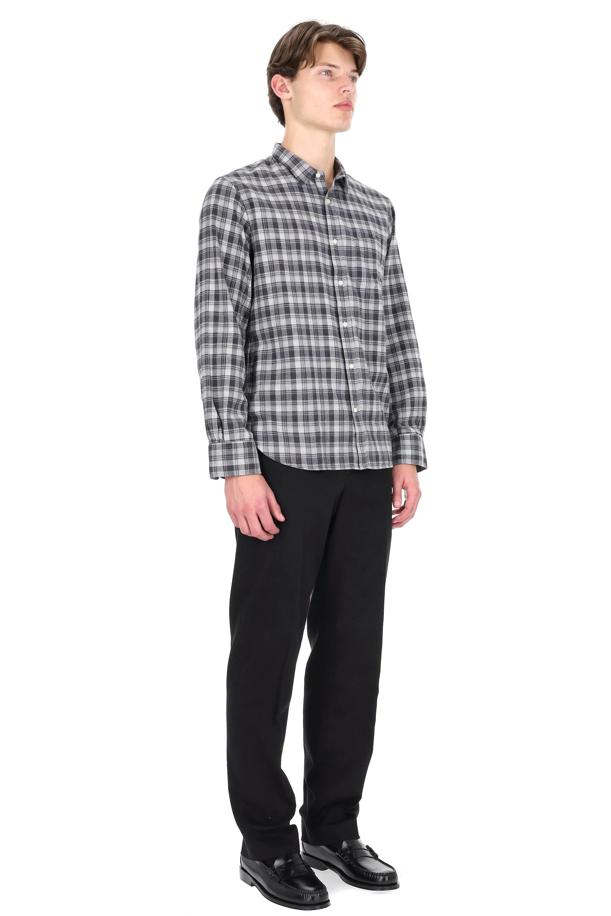 Officine Générale Camicia in flanella di cotone fantasia check mod. Lipp MSHI023 MIDGREY/DARKGREY 