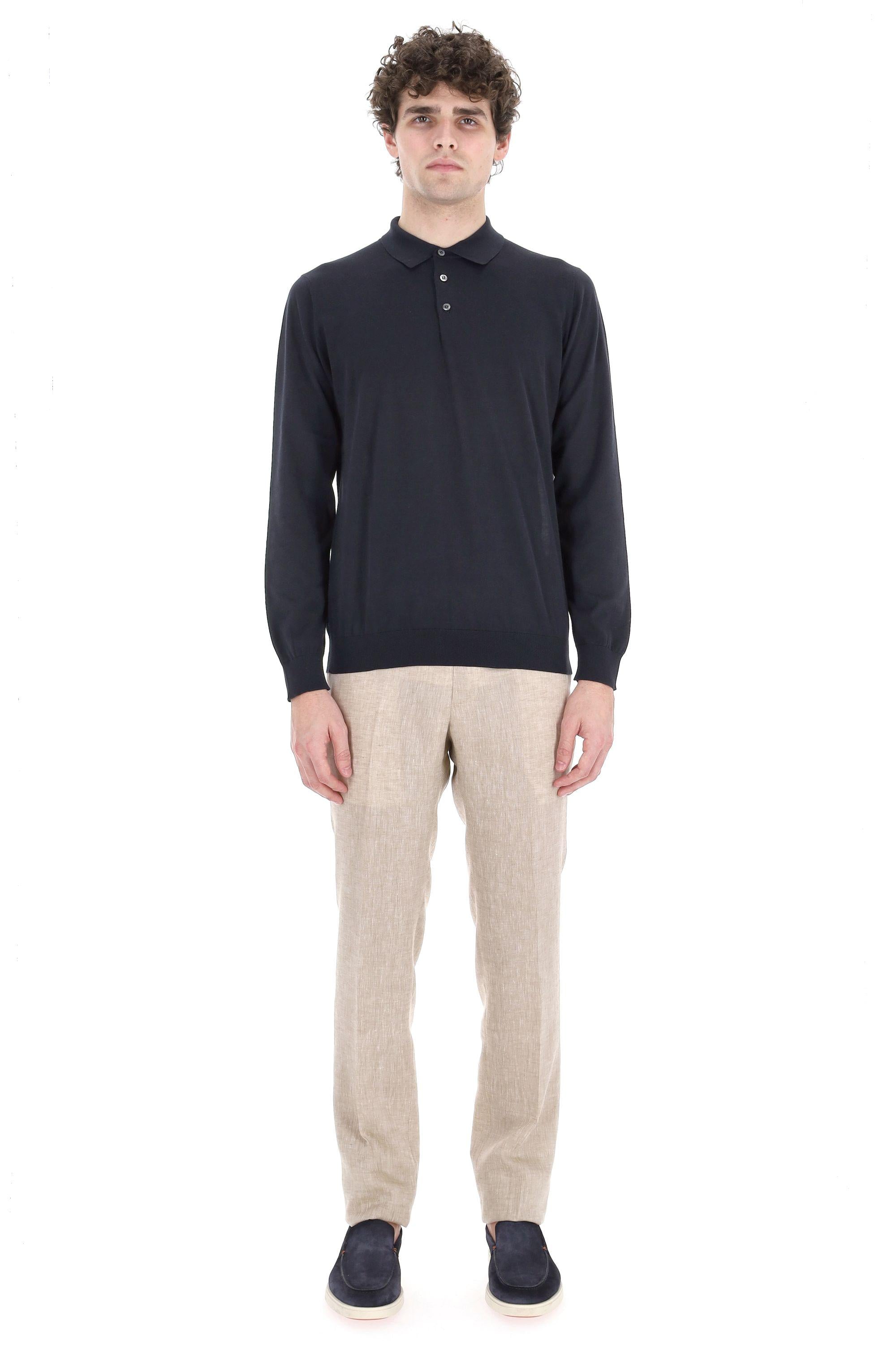 Polo manica lunga in leggero cotone D0GN214 795 Drumohr 