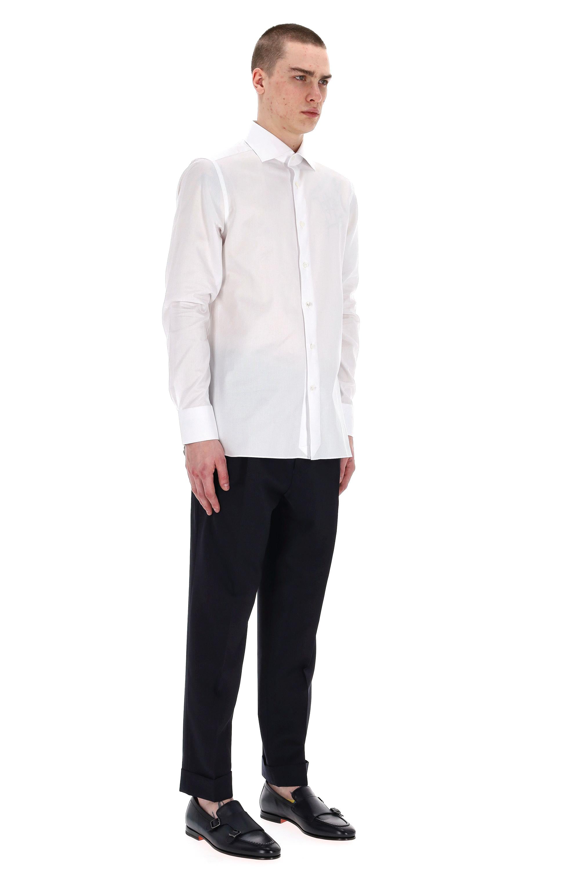 Zegna Camicia tramata in cotone Trofeo 903901A9 9MS0BA BIANCO 