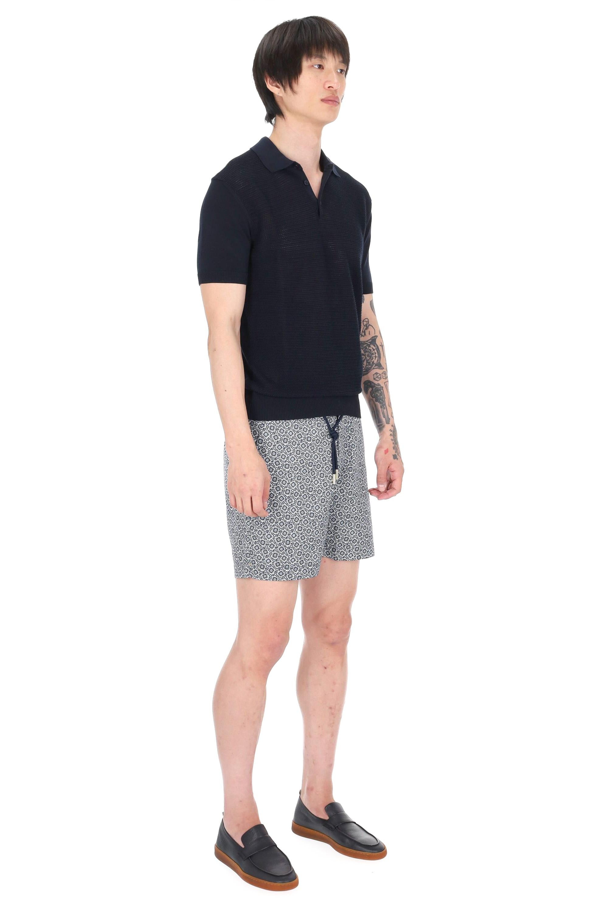 Orlebar Brown Polo tie stitch in cotone-seta mod. Burnham 281852 NIGHT IRIS 