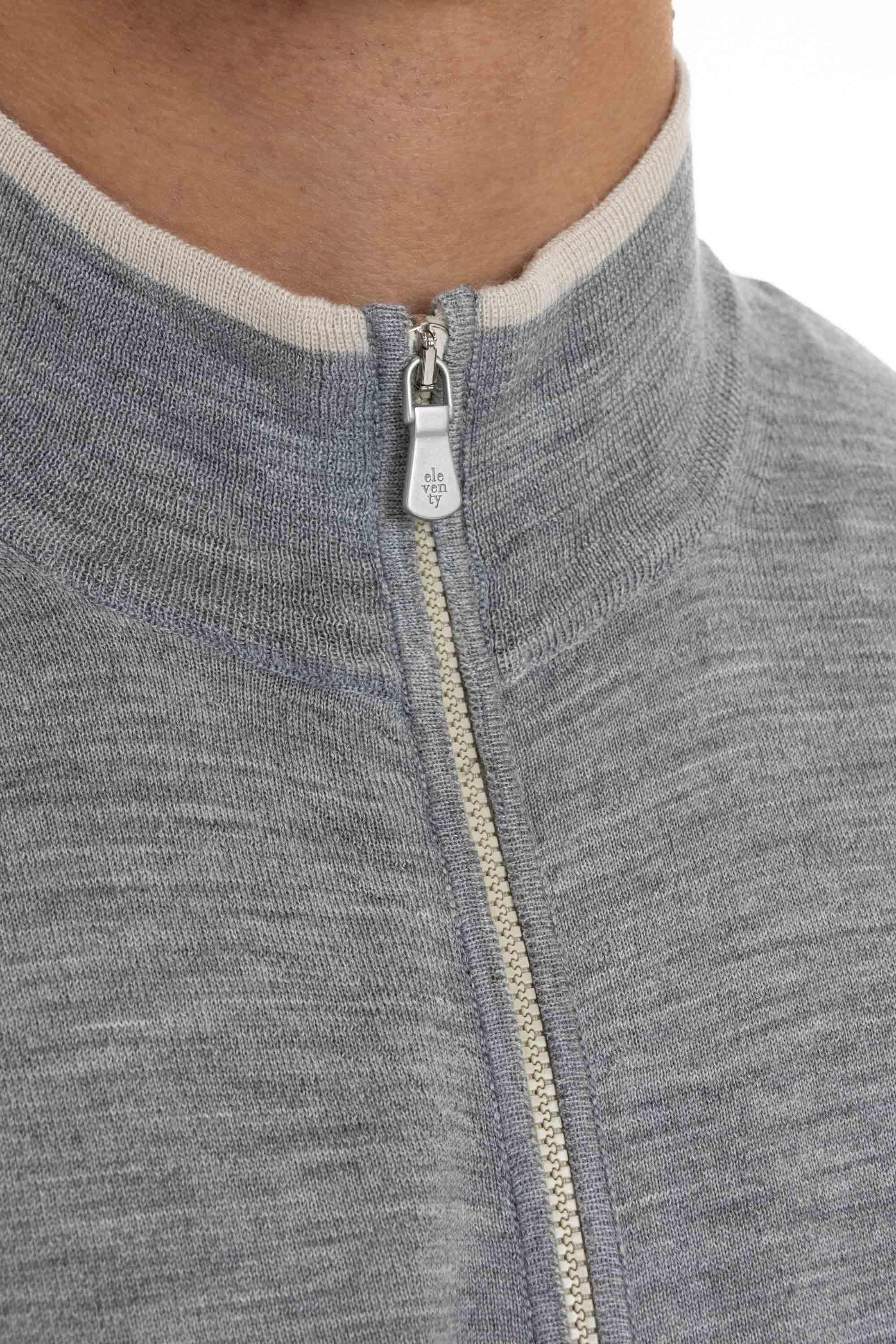 Maglia full zip in lana-seta J76MAGJ74 MAG0J041 13-02 Eleventy 