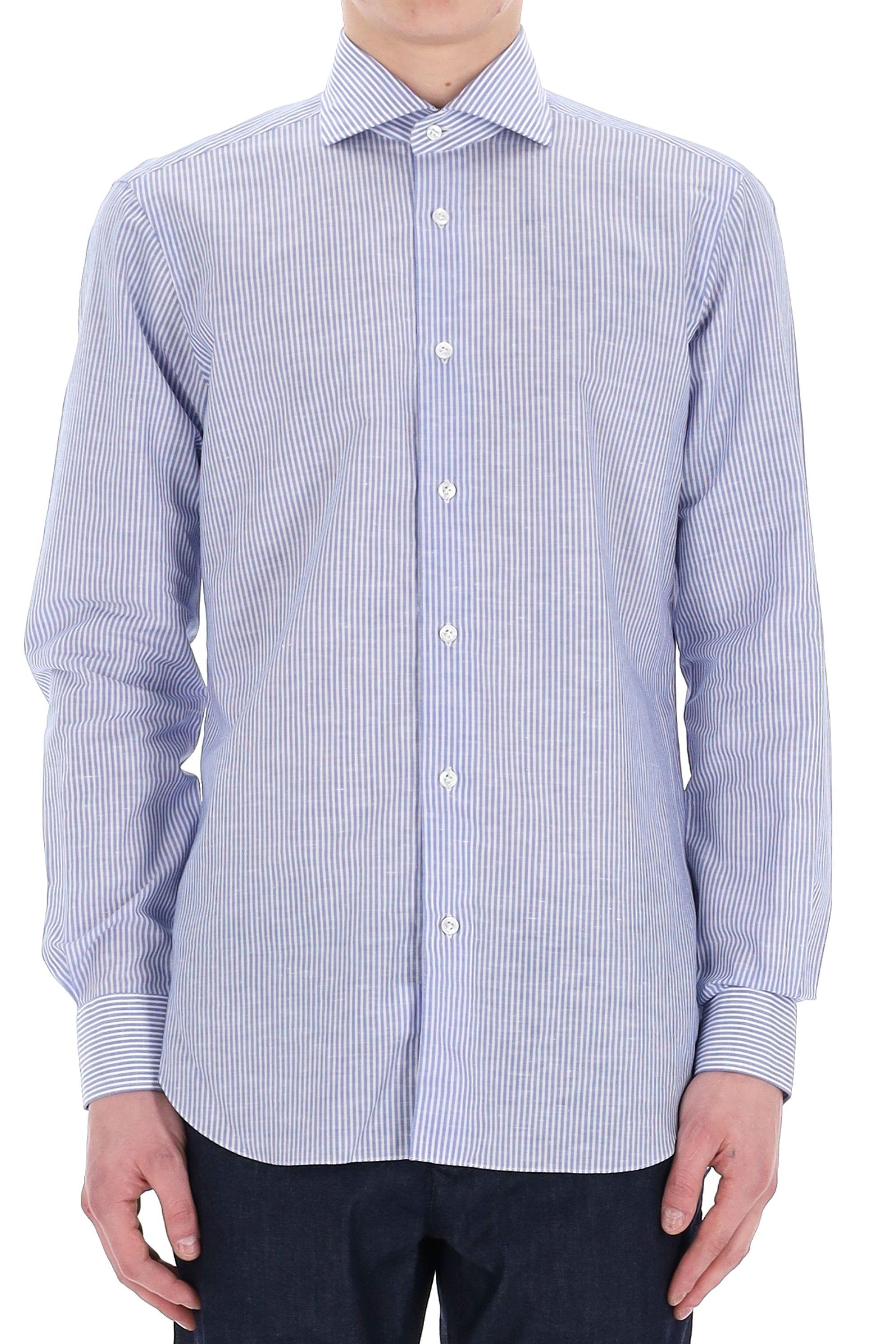 Camicia sartoriale bacchettata in cotone-lino linea culto K1U13P0134010U 2 Barba 