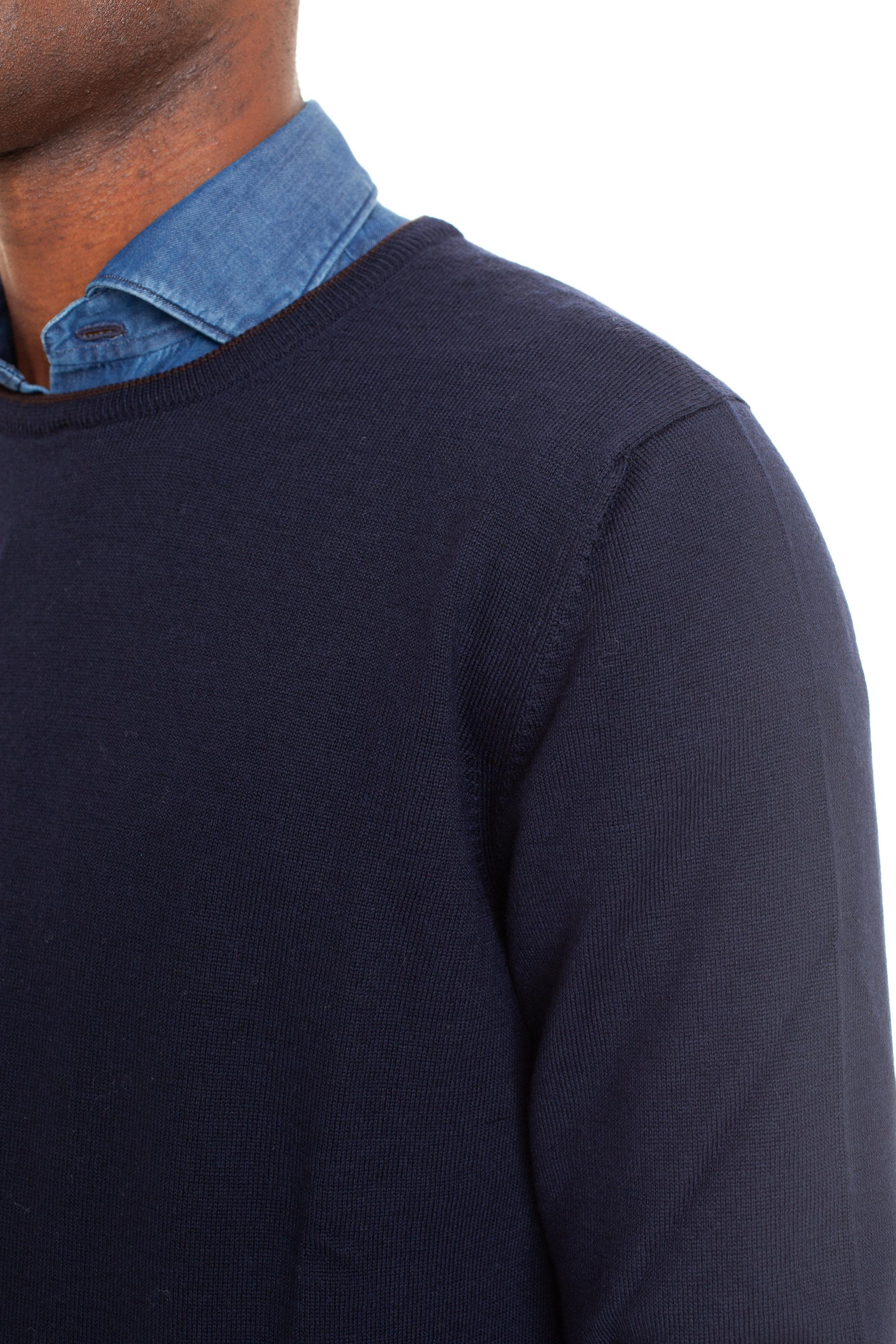 Maglia girocollo in lana extrafine con toppe 55183 14264/2 598 Gran Sasso 