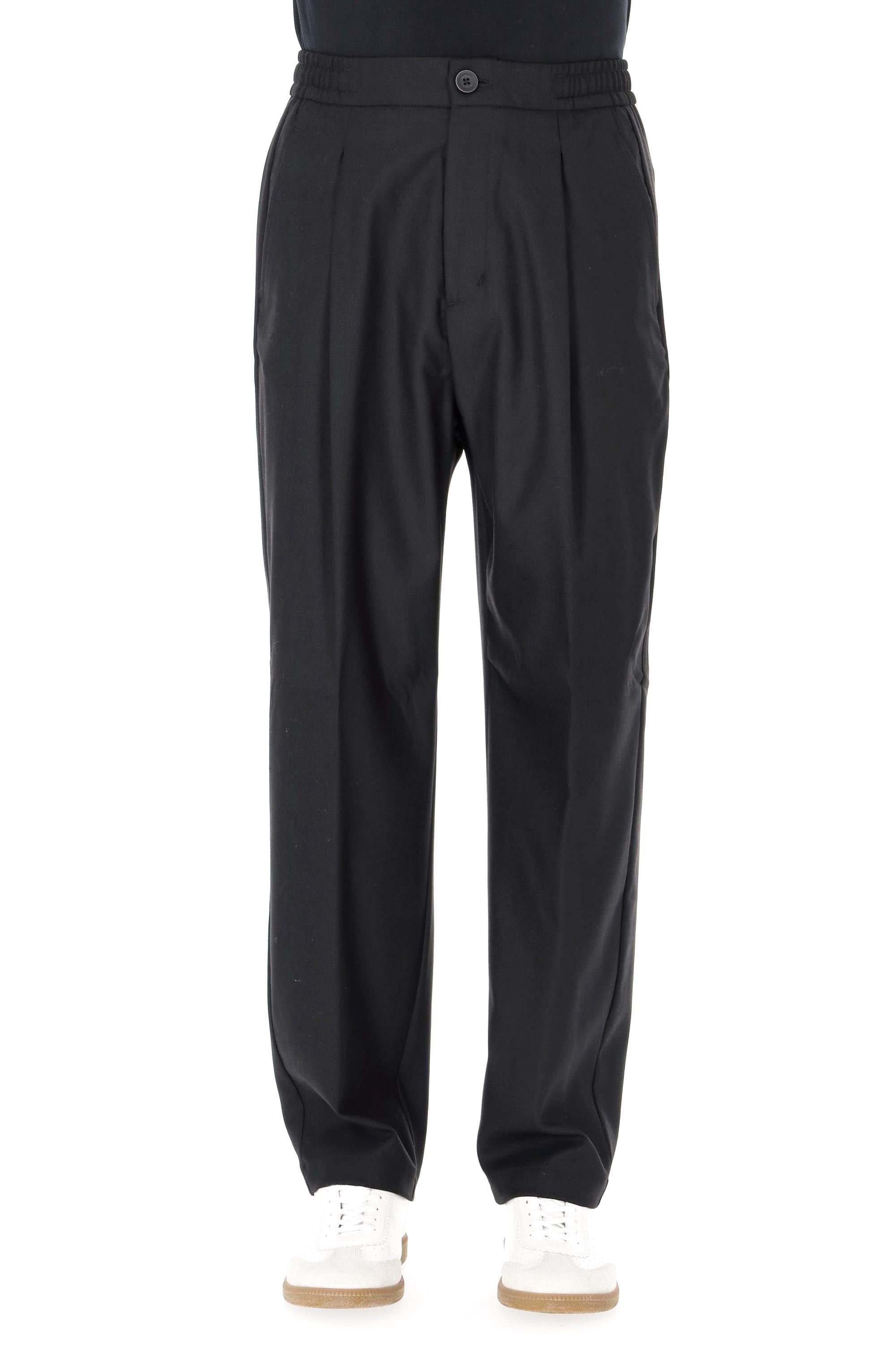 Herno Pantalone in lana-viscosa con coulisse PT000136U-33453 9300 