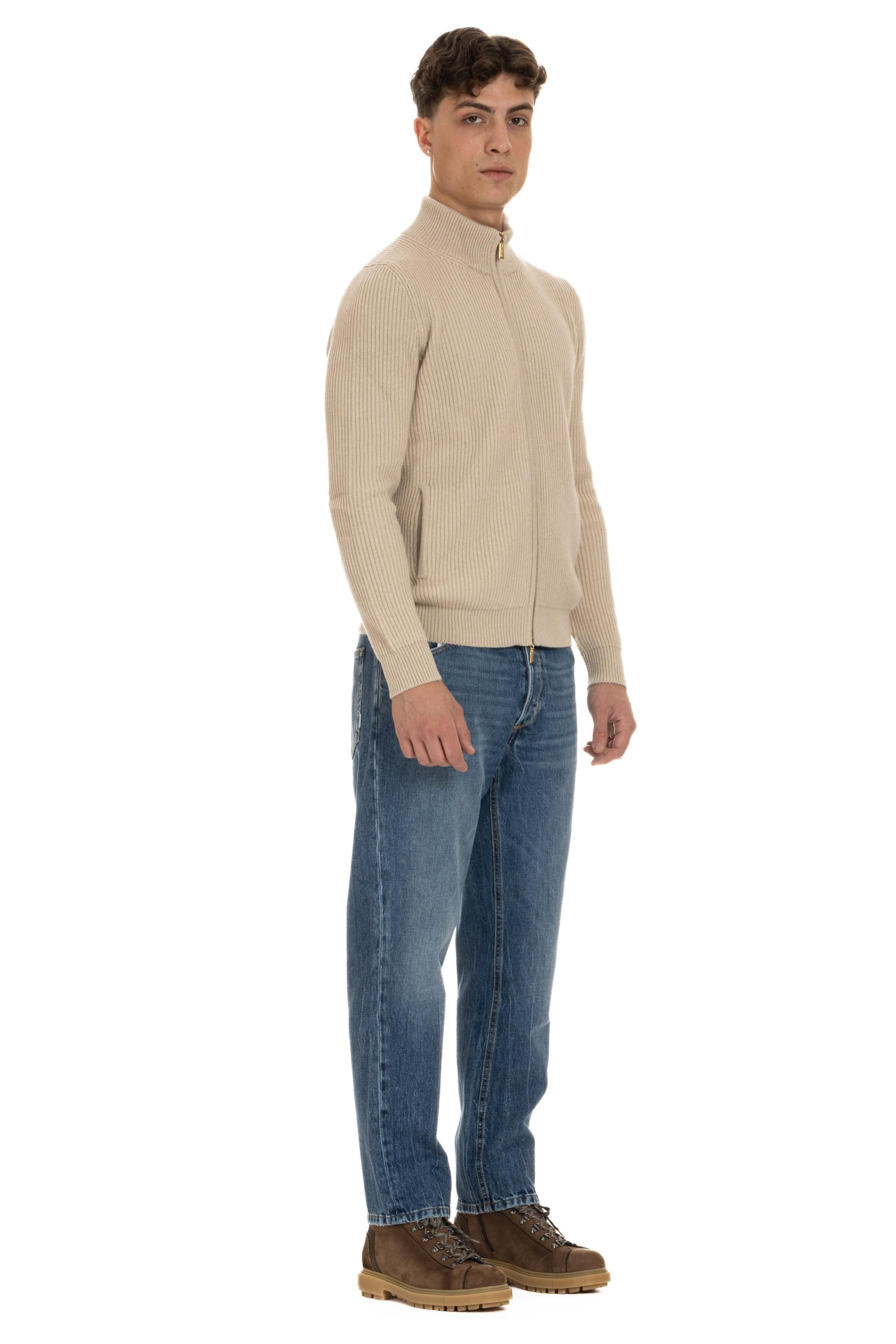 Maglia full zip in baby cashmere modello Ares ARES-BC NATURALE Moorer 