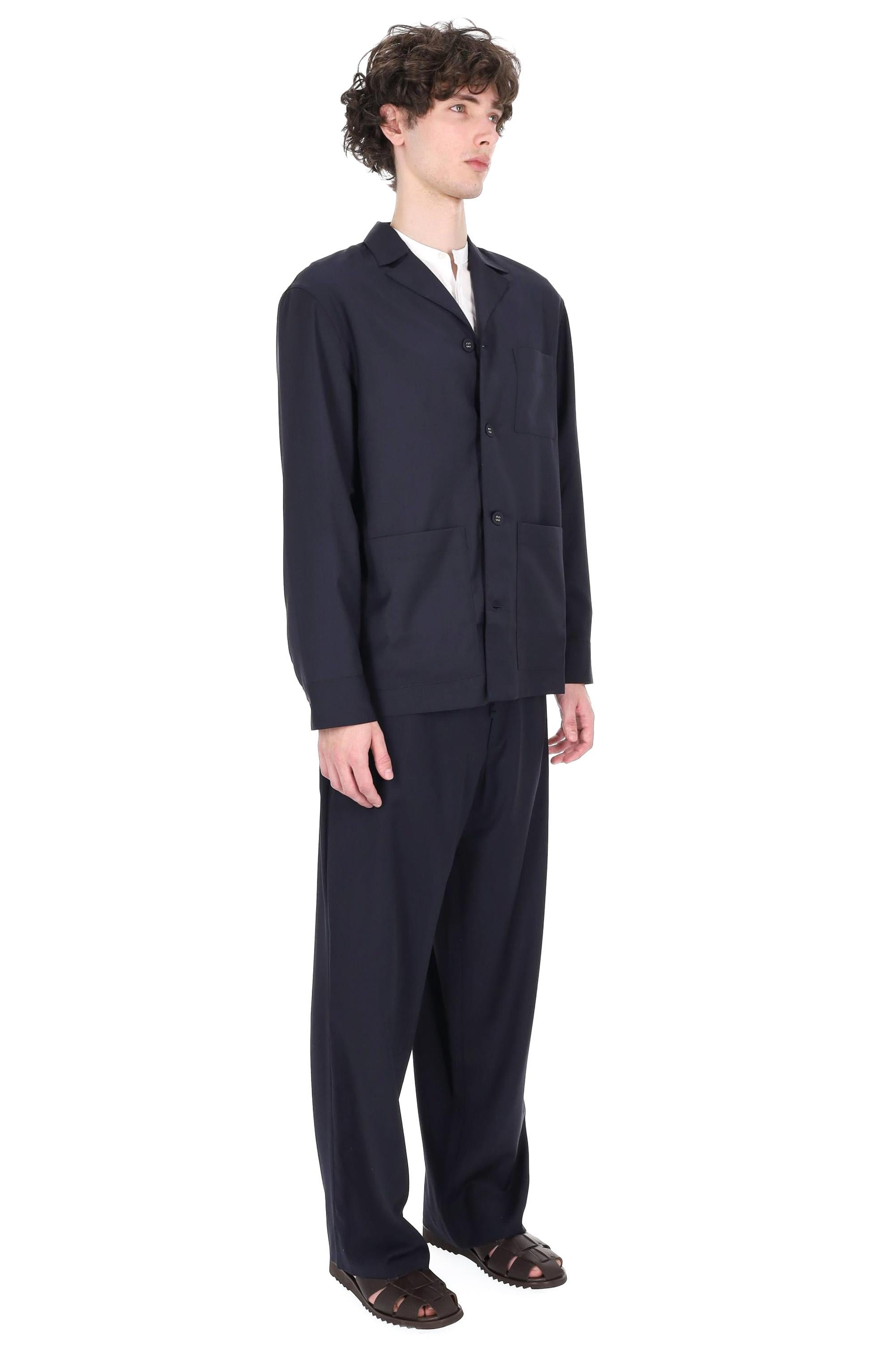 Officine Générale Giacca-camicia in fresco lana super 110's mod. Sheldon MTLG401 DARK NAVY 