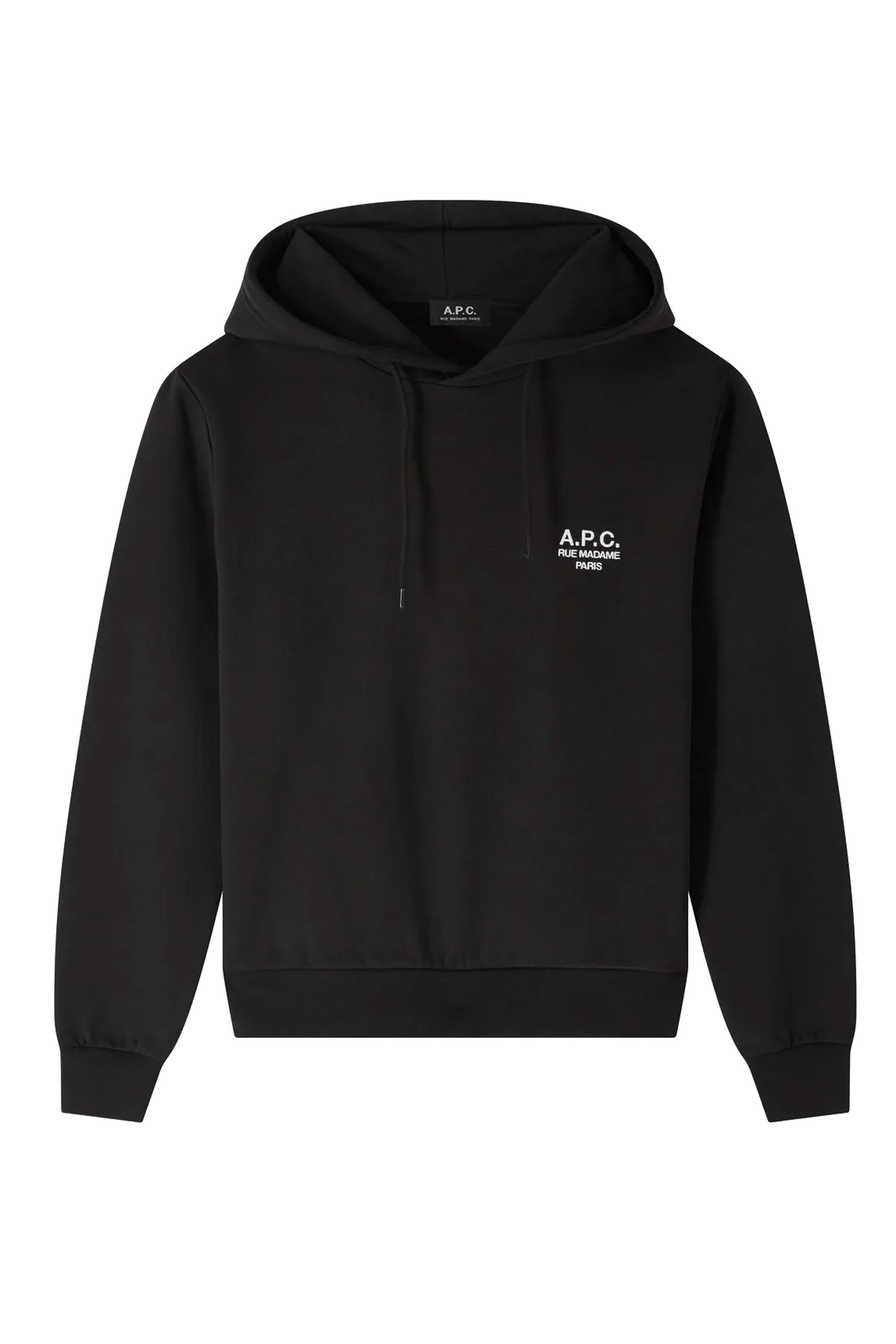 A.P.C. Felpa in cotone con cappuccio Rue Madame COHBV-M27914 TZC NOIR/BLANC 