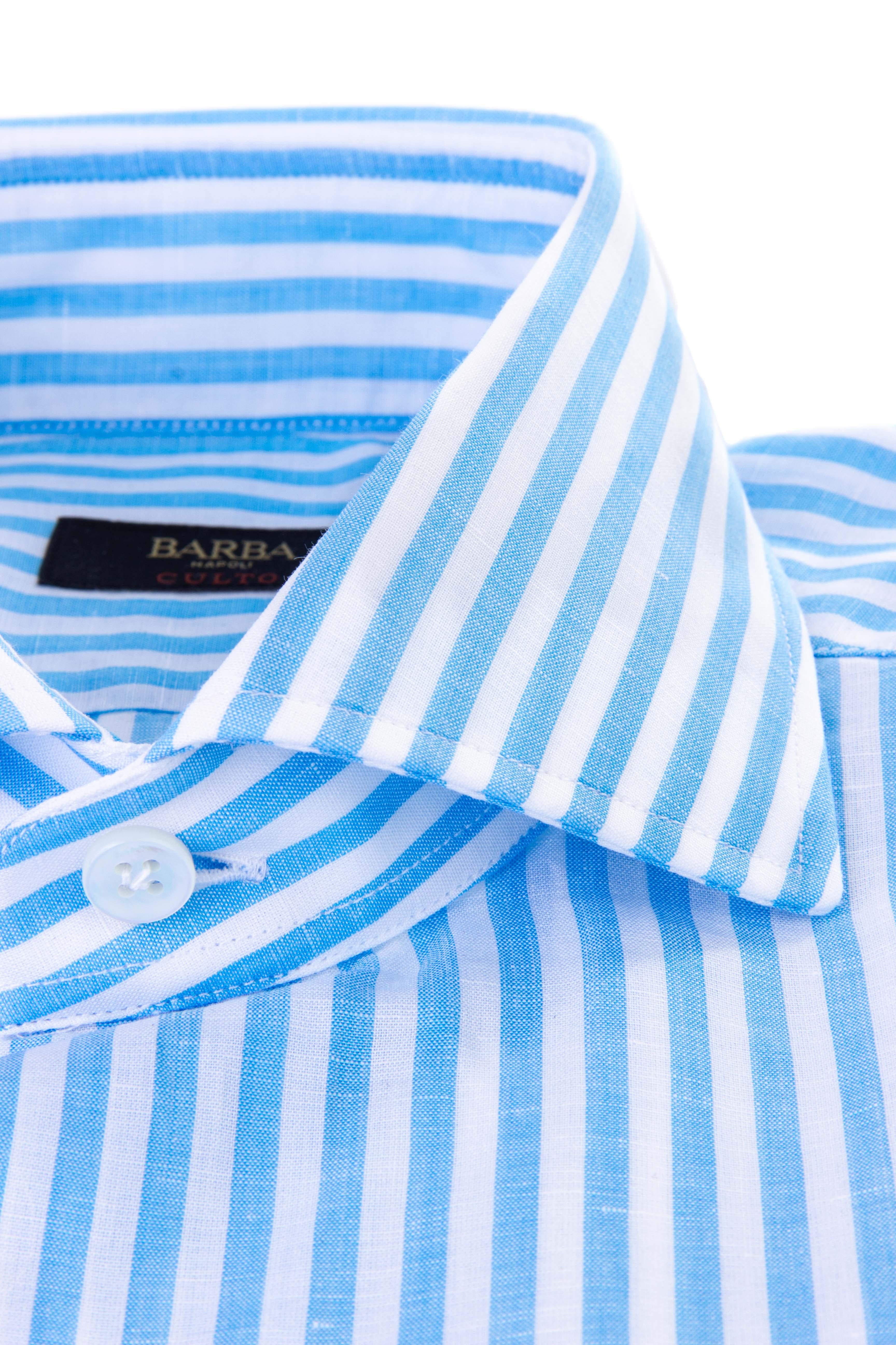 Camicia bacchettata in cotone-lino linea culto K1U13P0134036.U2 04 Barba 