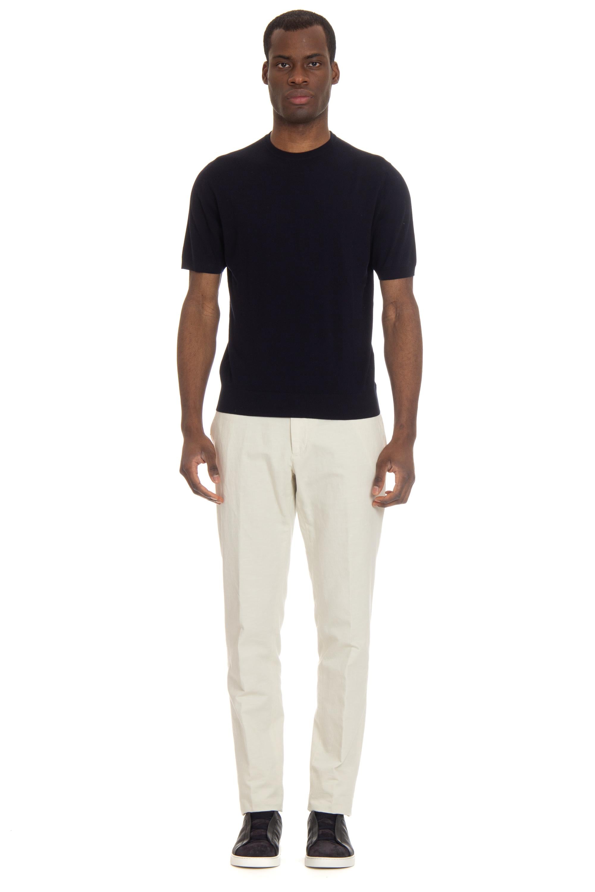 Colombo T-shirt in lussuoso kid wool 12.8 micron MA00338/N/2-80APL BLU NAVY 