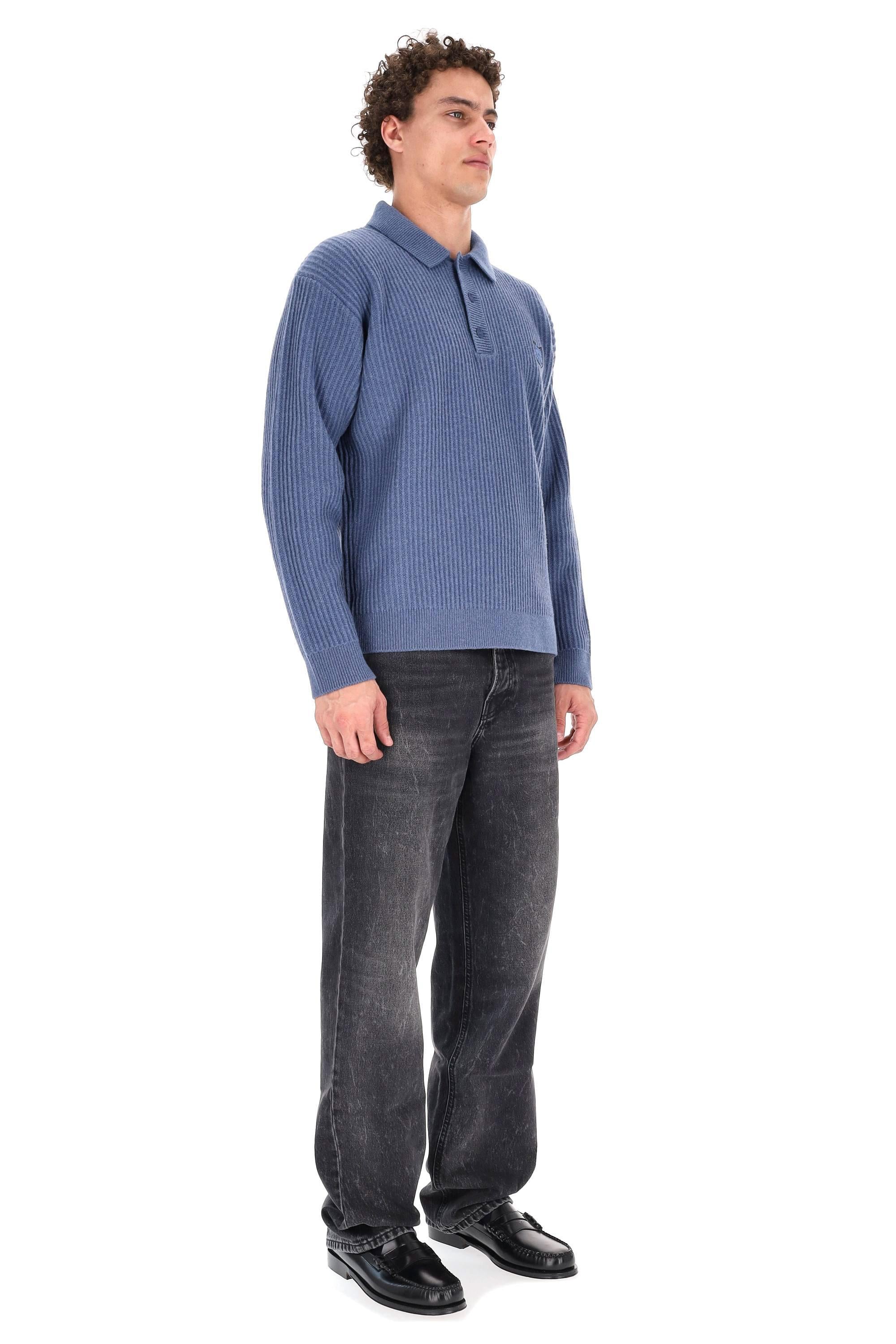 Maison Kitsuné Polo-maglieria in lana a coste over fit PM00213KT1149 0330 