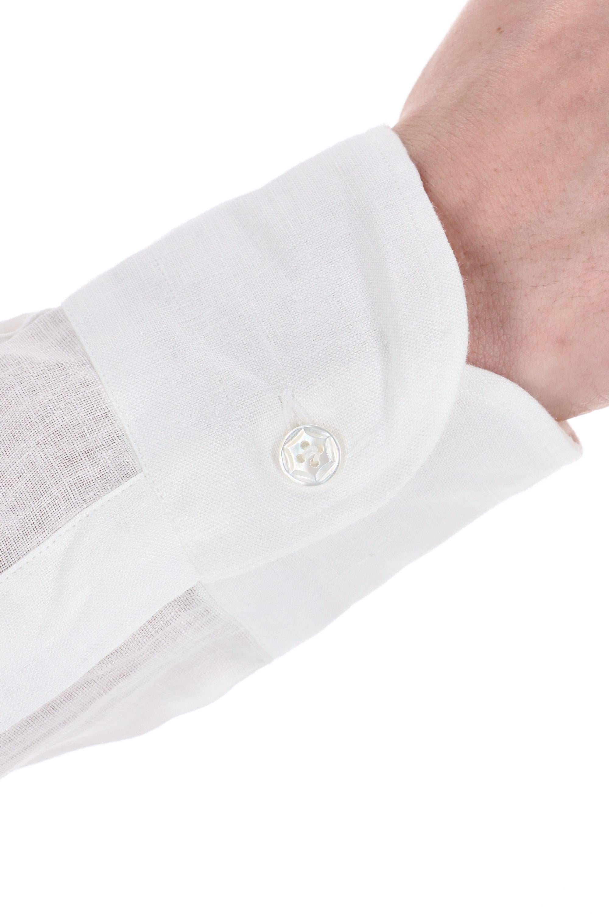Camicia sartoriale in lino tinta unita linea Dandylife LIU13P0147067.U/2 0001 Barba 