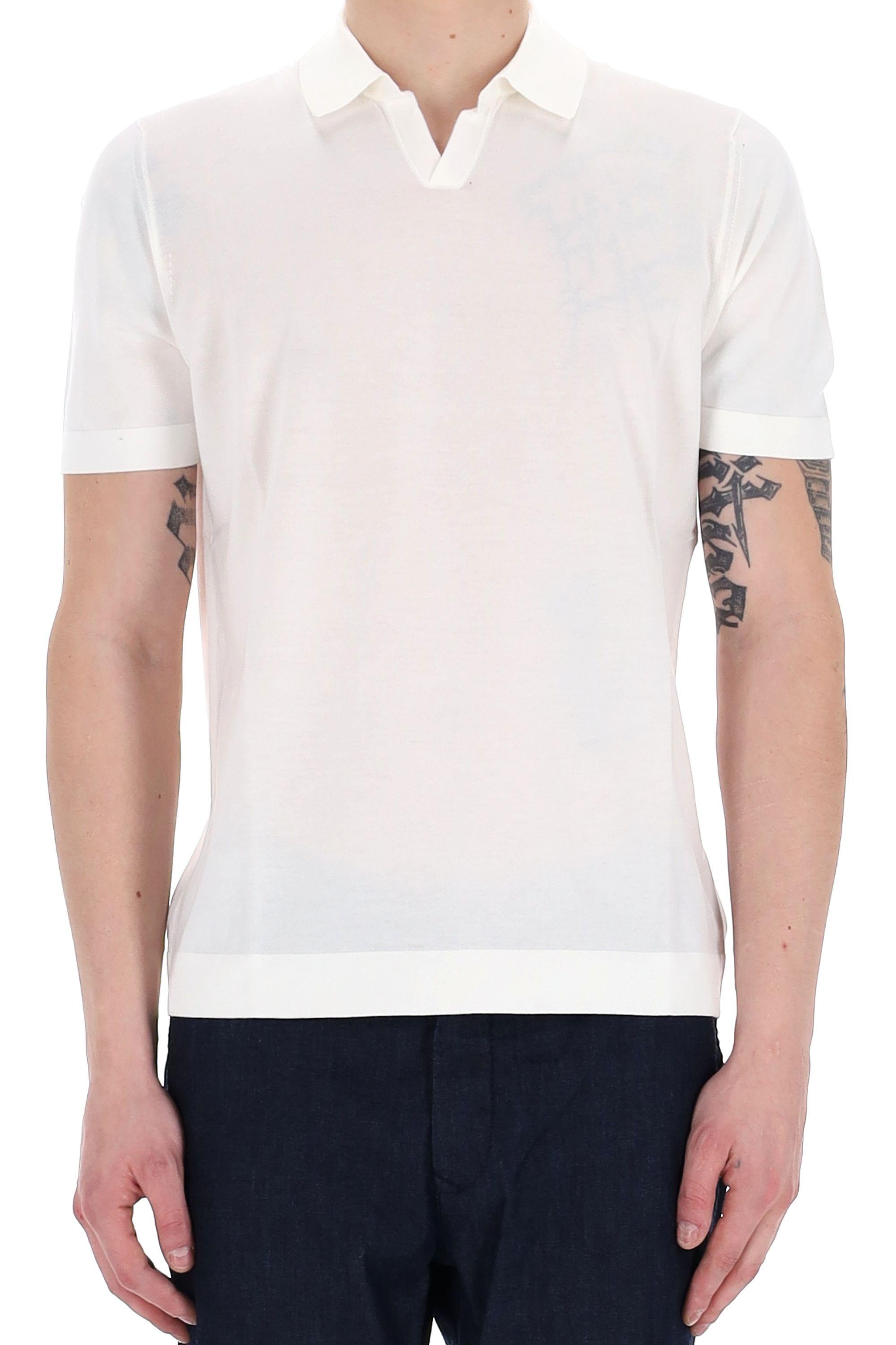 Drumohr Polo in cotone frosted superlight open collar D0GF146N 105 