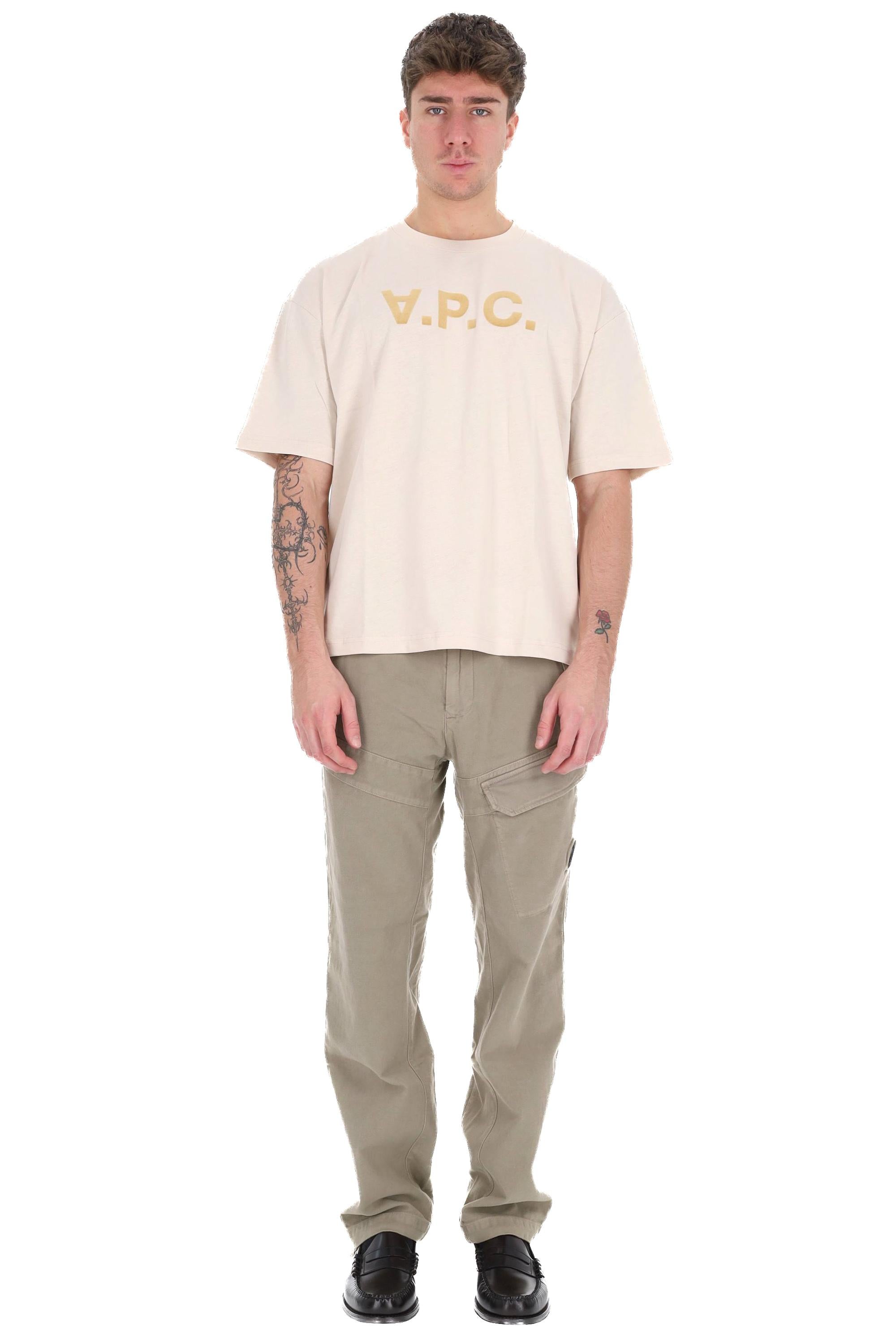 A.P.C. T-shirt in cotone con logo grande VPC COHLR-M26385 AAD-ECRU 