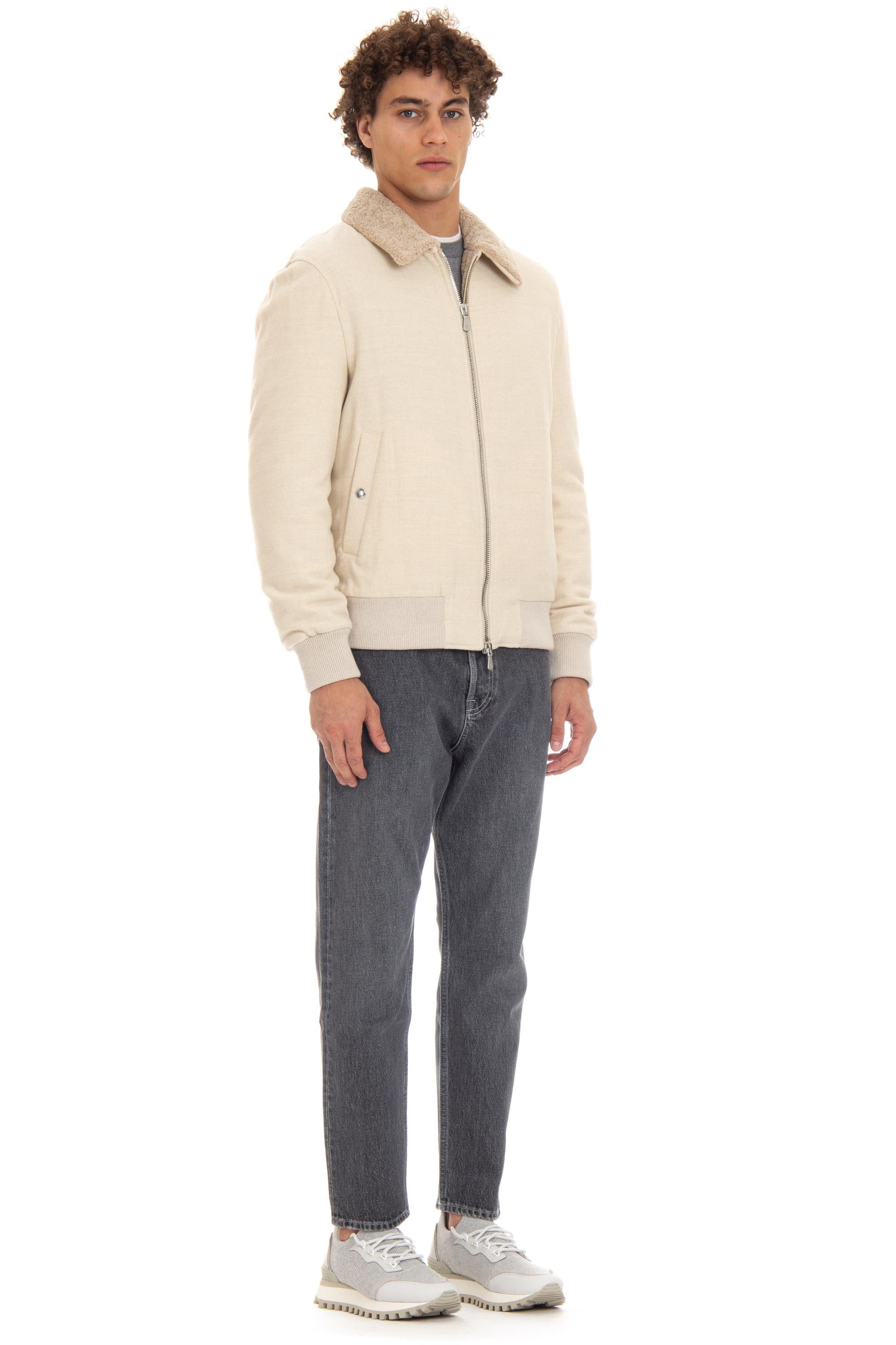 Bomber in lana con interno in merinos riccio J75GBTJ28 TES0H111 02N Eleventy 