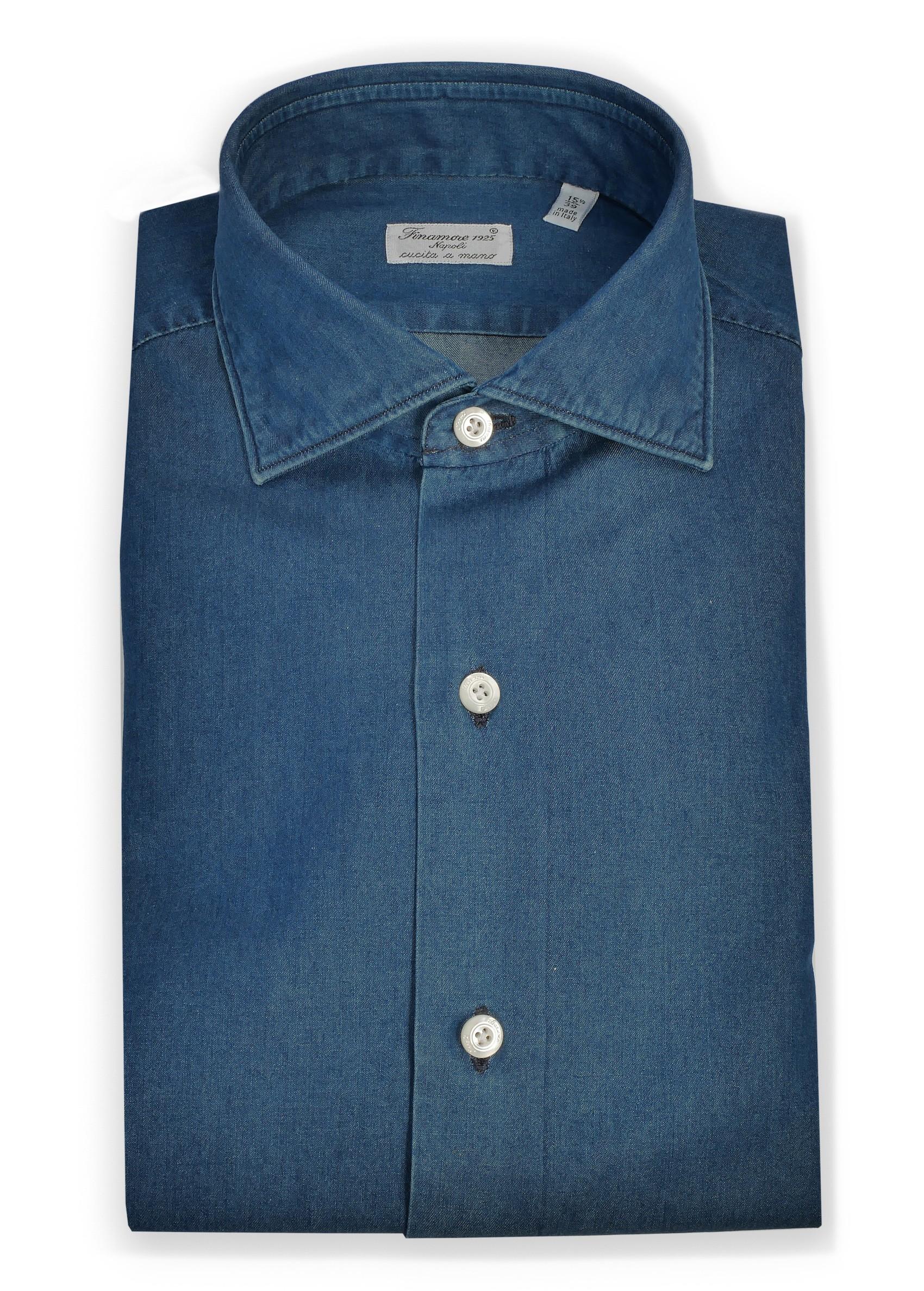 Finamore Camicia sartoriale in denim stone washed linea Napoli N-19542-C0160-ZANTE 12 