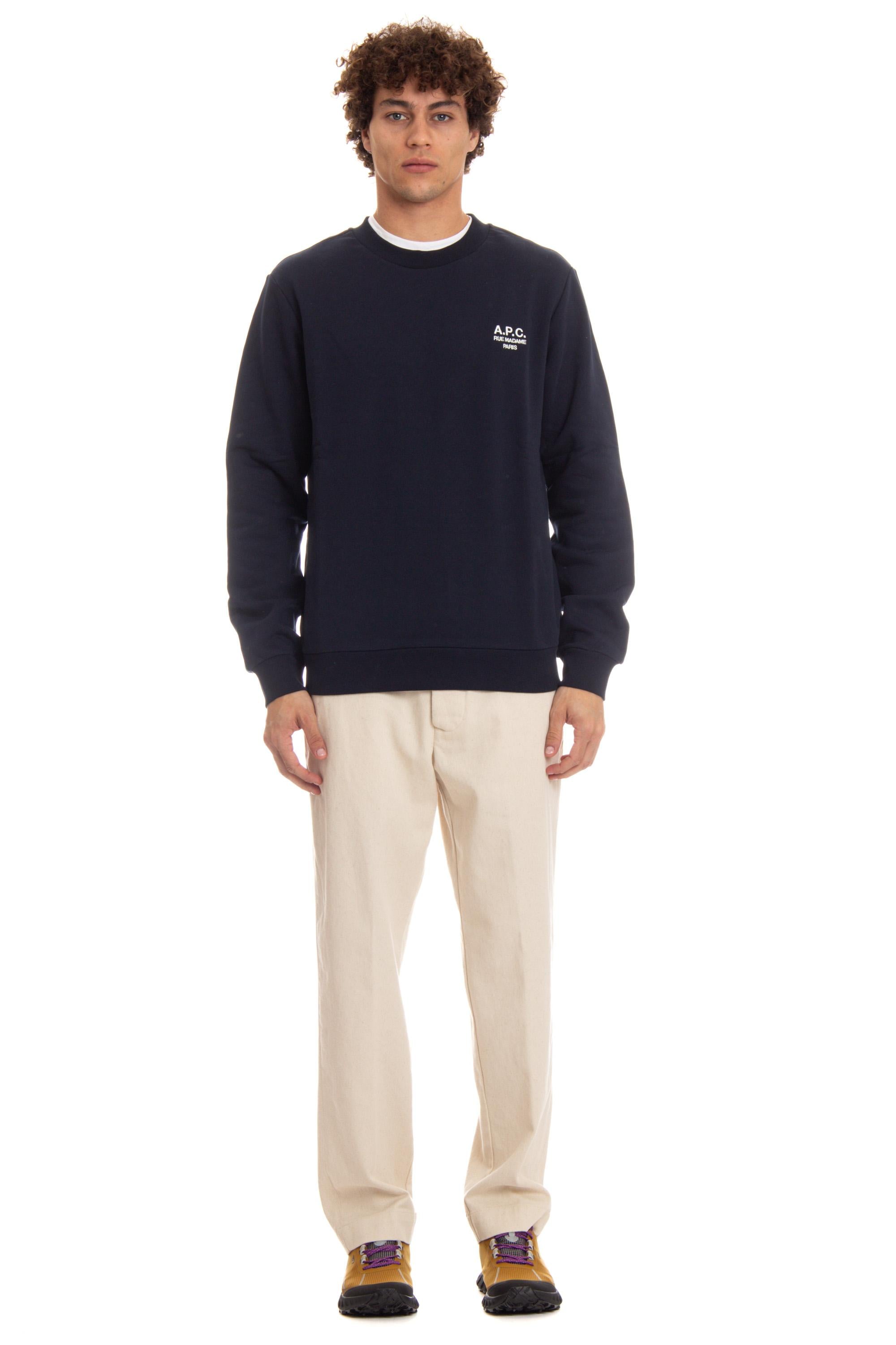 A.P.C. Felpa girocollo in cotone Rue Madame COHBV-M27913 TIQ DARK NAVY/ECRU 
