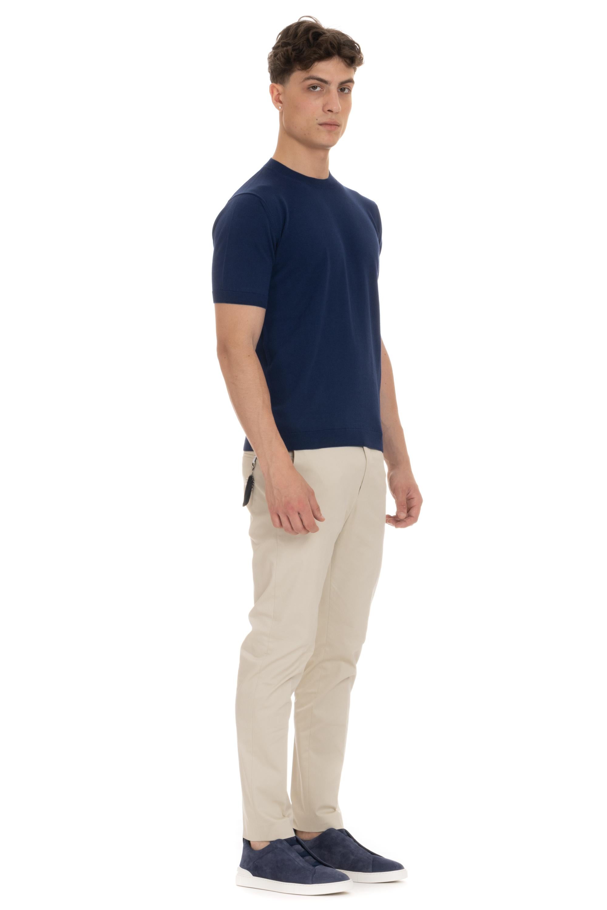 T-shirt a maglieria in cotone FOX PWE24-01/3 BLU Tagliatore 