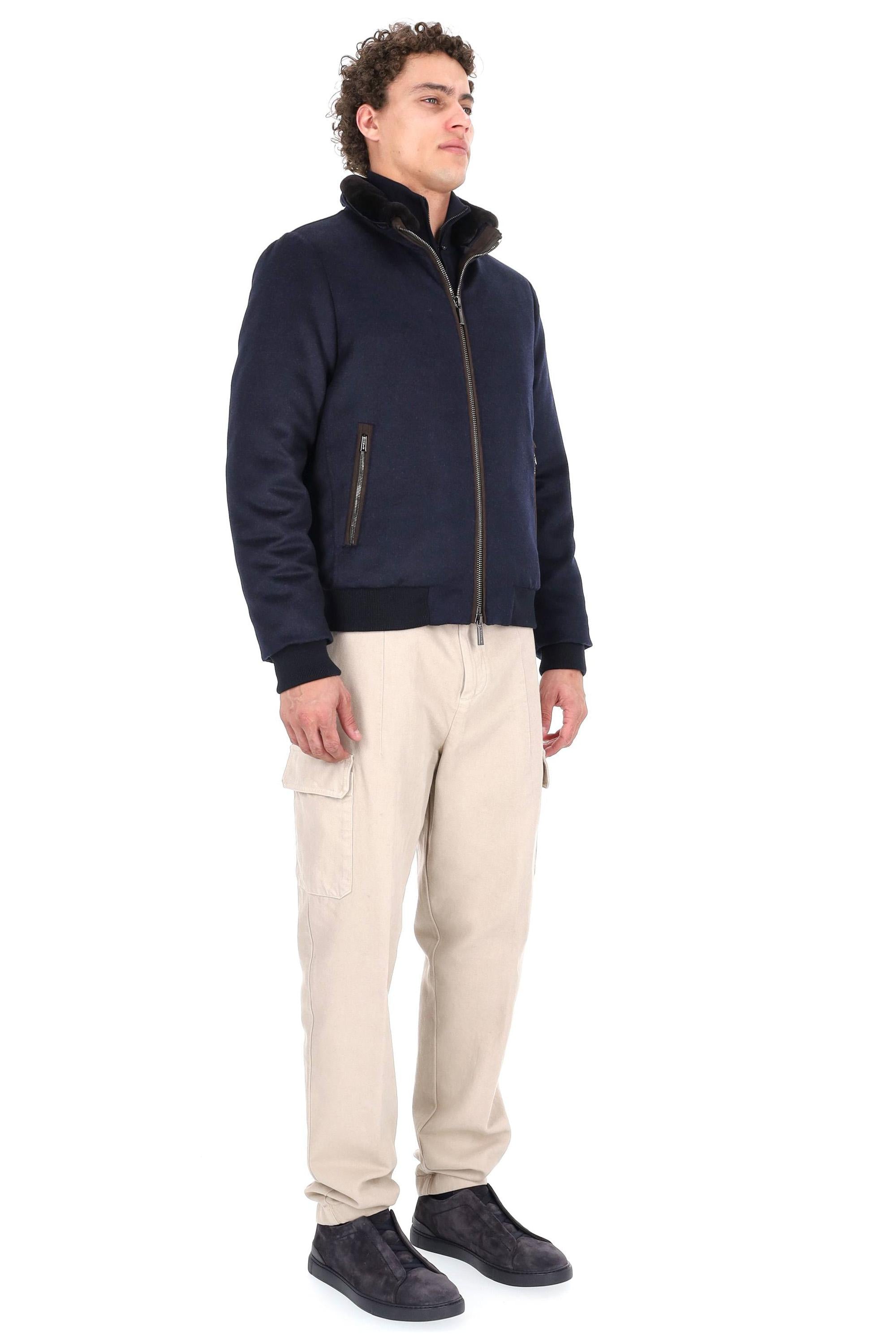 Moorer Giubbotto bomber in lana-cashmere con collo in pelliccia BELLATI-LS9 V1980 