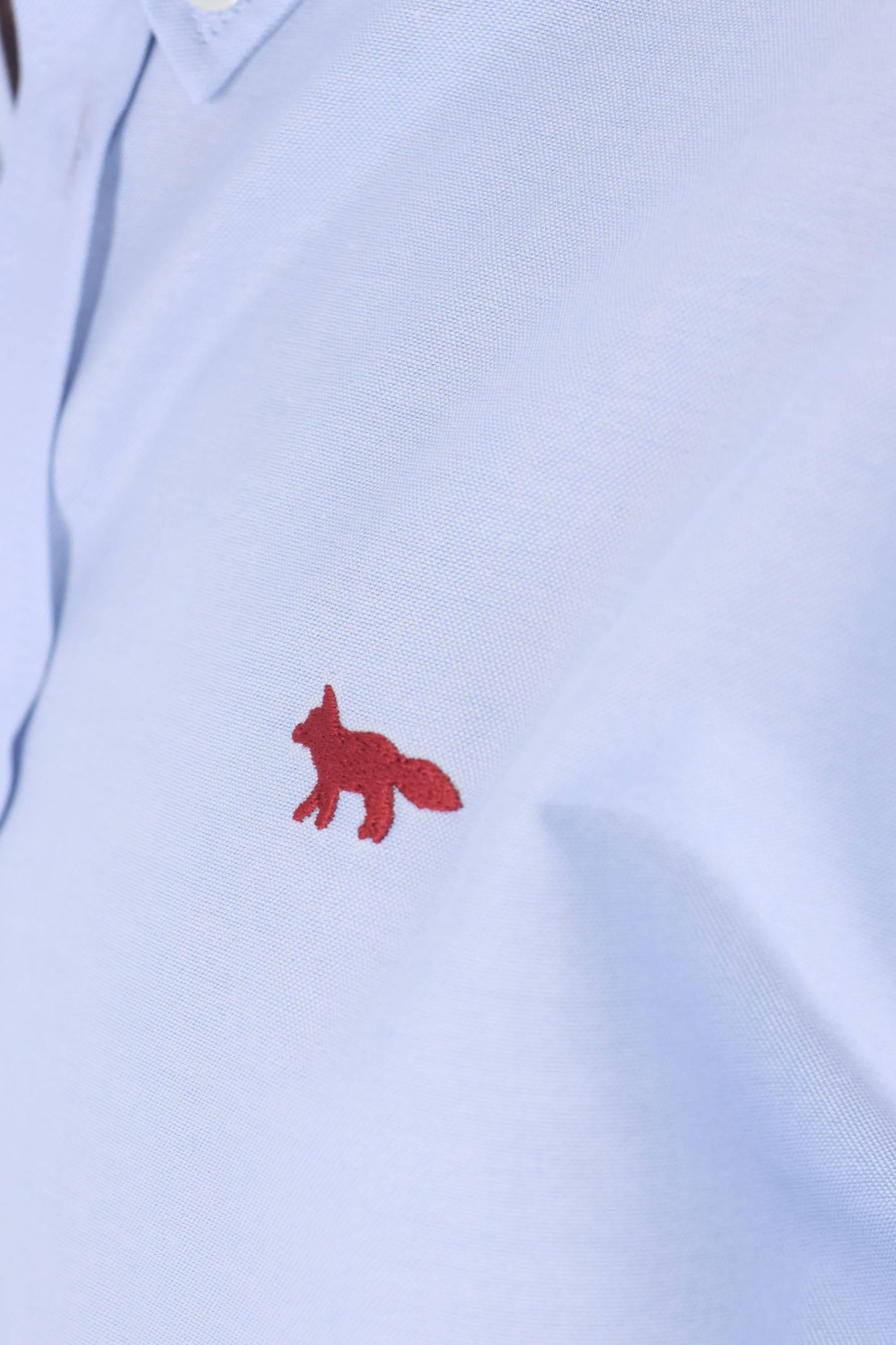 Maison Kitsuné Camicia in oxford di cotone "red fox" QM00425WC5081 PURE BLUE 