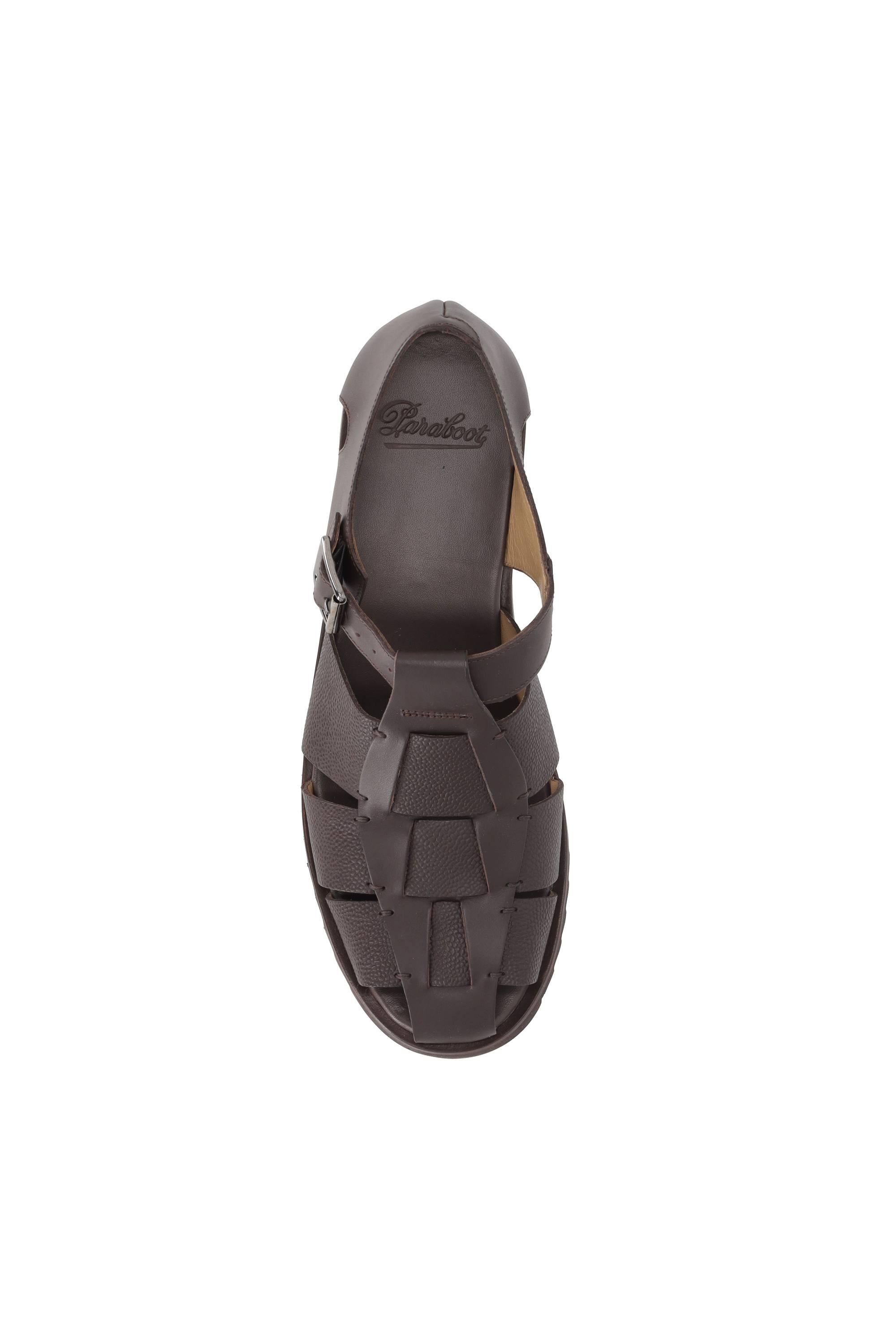 Paraboot Sandalo artigianale a ragnetto in pelle di vacchetta 123366 MARRON-LIS/GR CAFE 