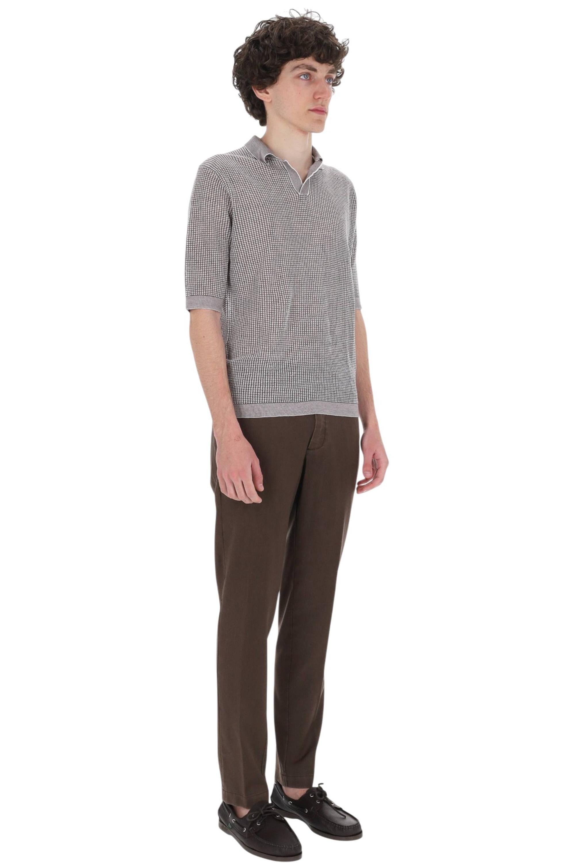 Ballantyne Polo tramata open collar in cotone-lino B2W246 14CZ9 98156 
