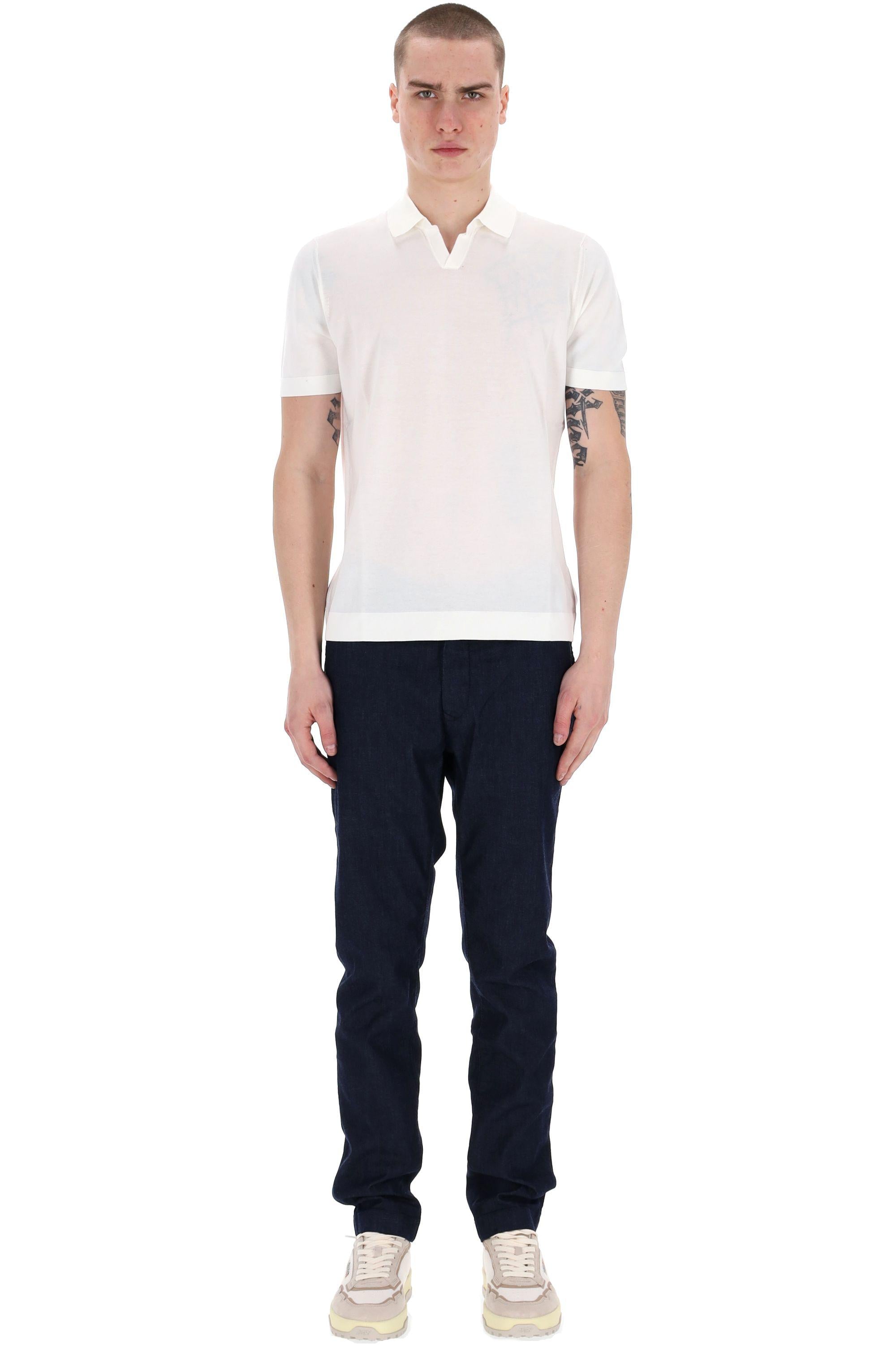 Polo in cotone frosted superlight open collar D0GF146N 105 Drumohr 