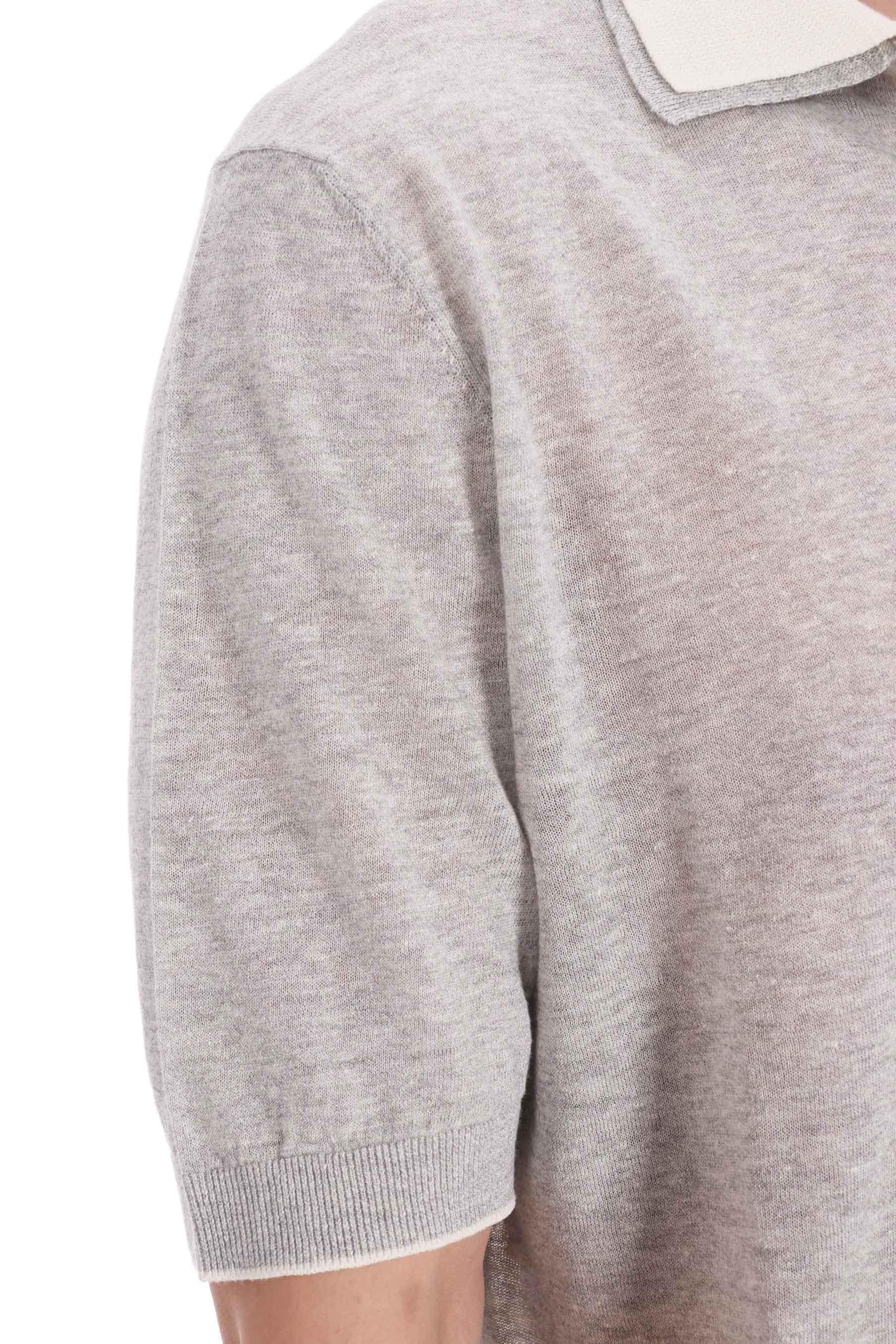 Eleventy Polo con doppio colletto in lino-cotone-cashmere M76POLM01 MAG0M059/2 13-01 