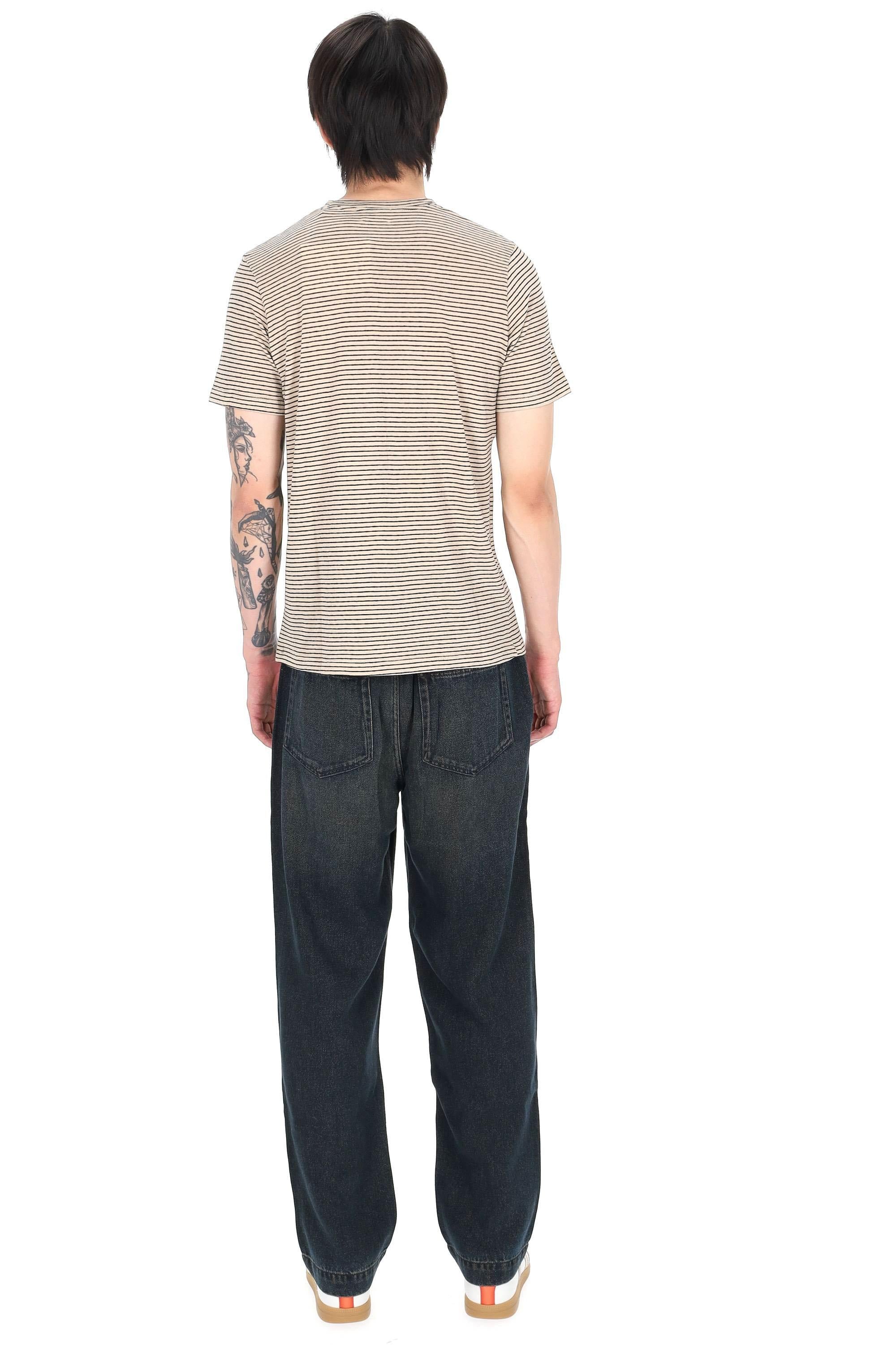 Isabel Marant T-shirt rigata in cotone-lino mod. Leon TS0063HA-D1N02H BKBE 